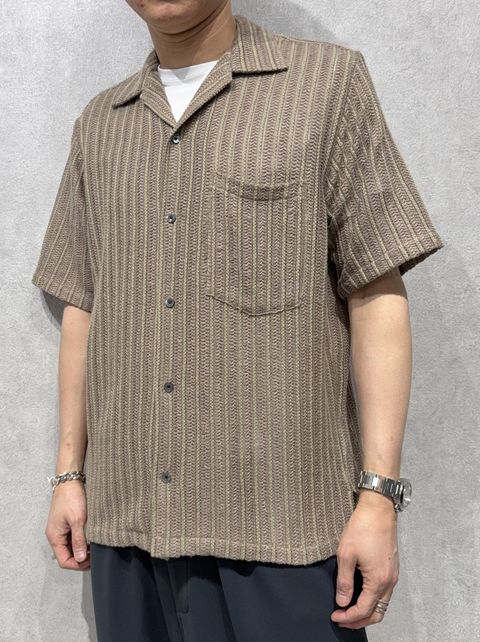 RUSSEL SHIRTS / DP1-SH-004 / ラッセル織り半袖シャツ / ブラウン