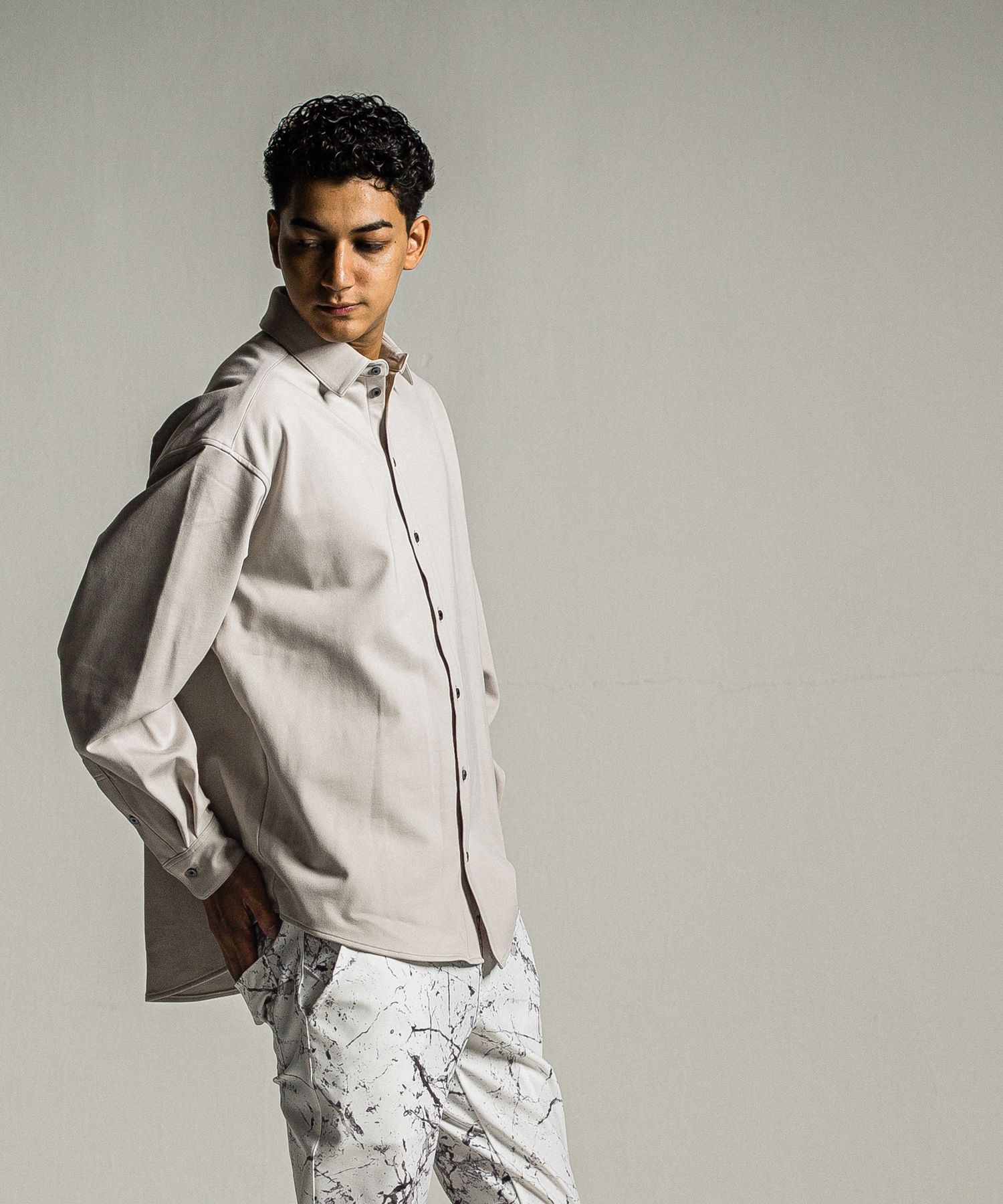 JERSEY JACK SHIRT / RC34-SH-001 / 裏起毛オーバーサイズシャツ / グレー