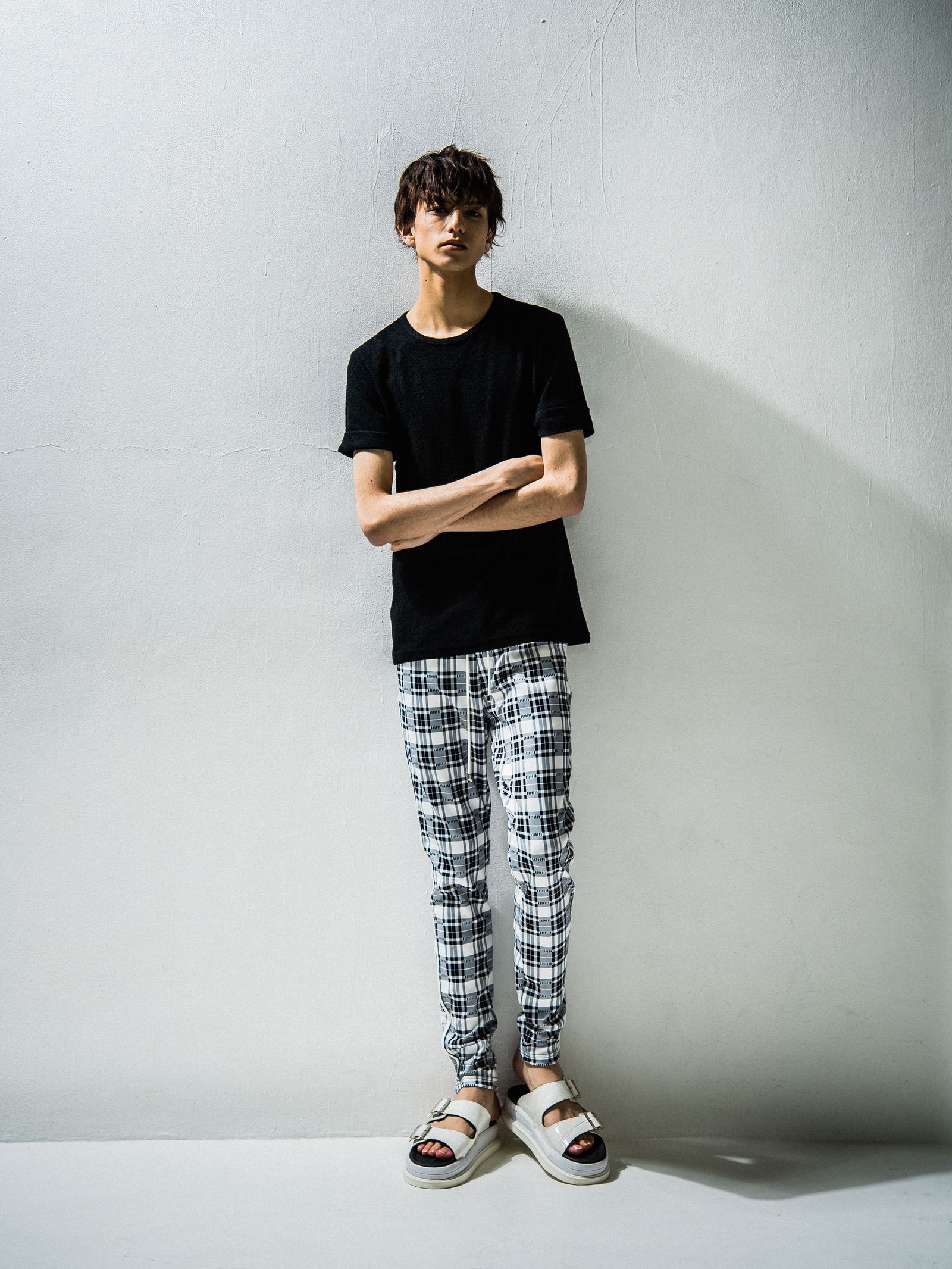 RANDOM PILE ROLL UP TEE / RC24-T-001 / パイル無地Tシャツ / ブラック