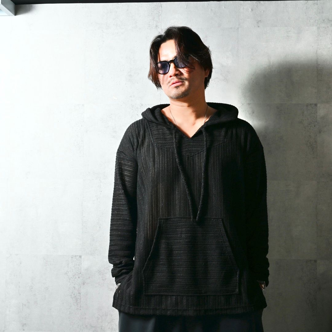 RUSSEL MEXICAN HOODIE / DP1-C-003 / ラッセル織りメキシカンパーカー / ブラック (3月上旬入荷予定)