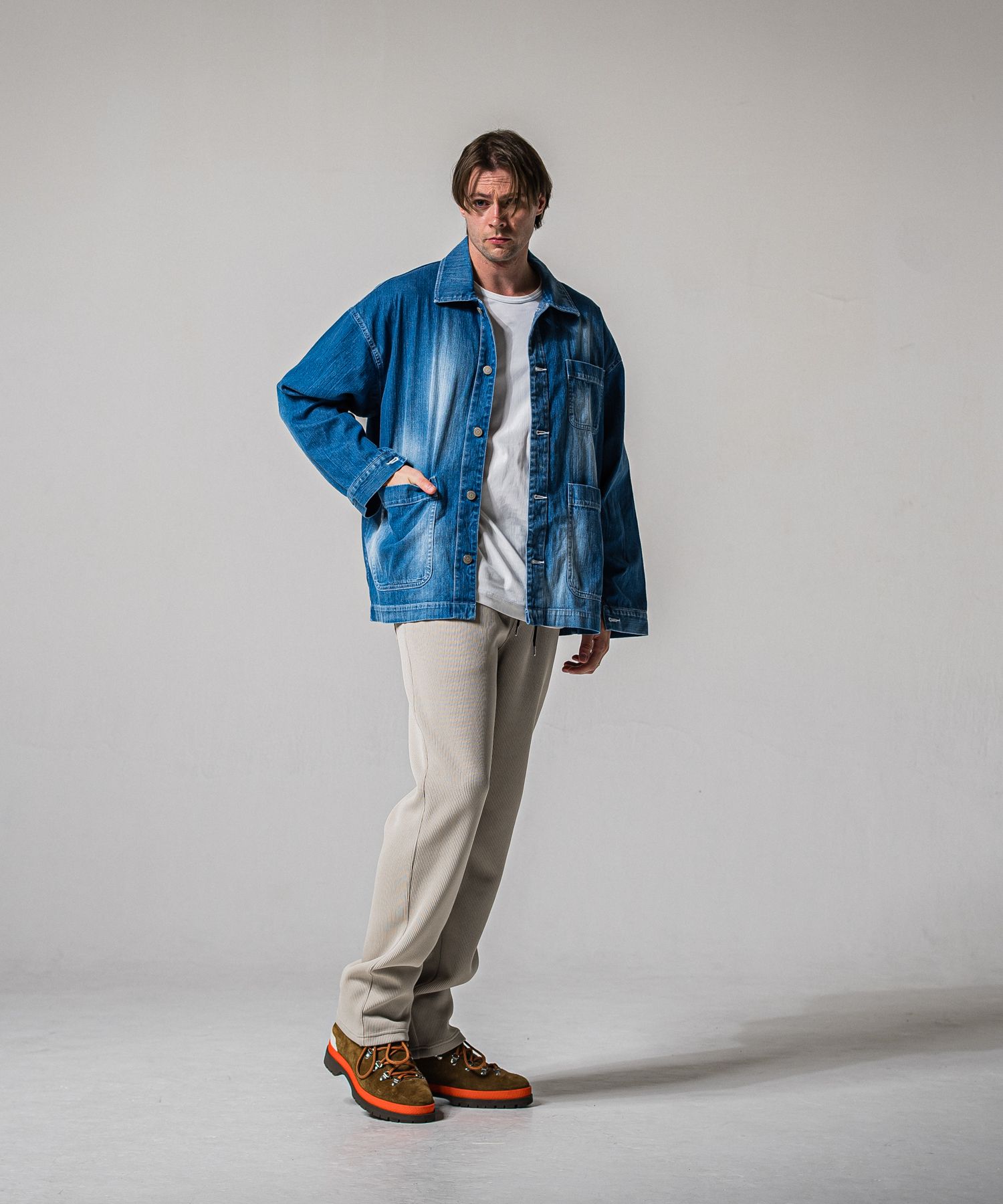 AZE WIDE TUCK PANTS / RC39-ST-016WT2 / 高機能畦編みニットワイドタックパンツ / グレージュ (1月中旬入荷予定)