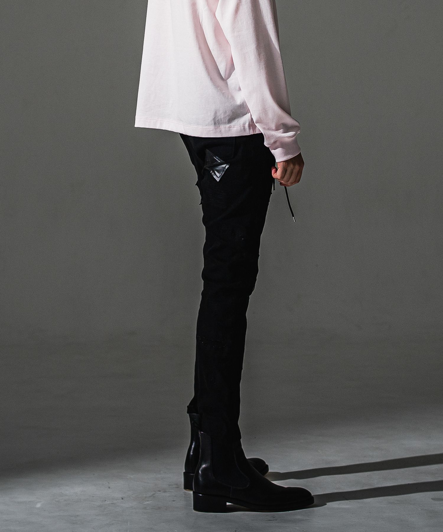 MICK DENIM JERSEY / BASIC-ST-020 / デニムジャージテーパードパンツ / ブラックリメイク (9月上旬入荷予定)
