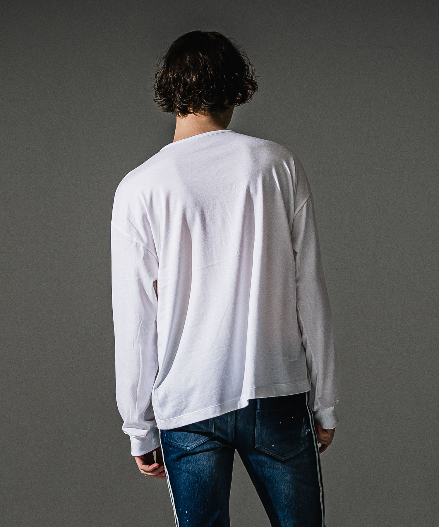 OVER HENRY LONGSLEEVE / RC41-T-004 / オーバーサイズヘンリーネック長袖Tシャツ / ホワイト (7月中旬入荷予定)