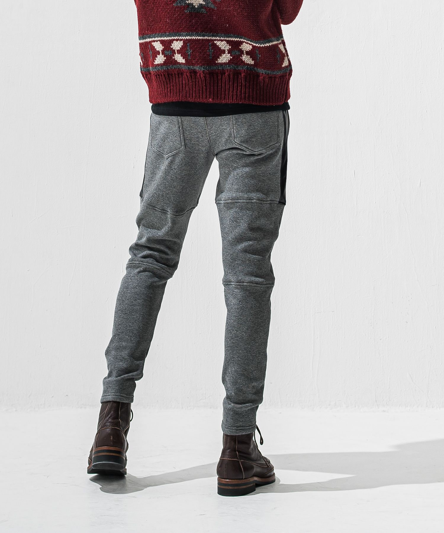 VELOURS FLEECE JT PT / RC42-ST-045 / 裏起毛切り替えラインタックパンツ / チャコール (11月中旬入荷予定)