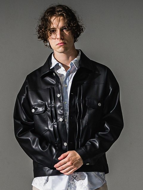 LEATHER 2ND G / RC41-JK-007 / エコレザー2ND型Gジャン / ブラック (9月下旬入荷予定)