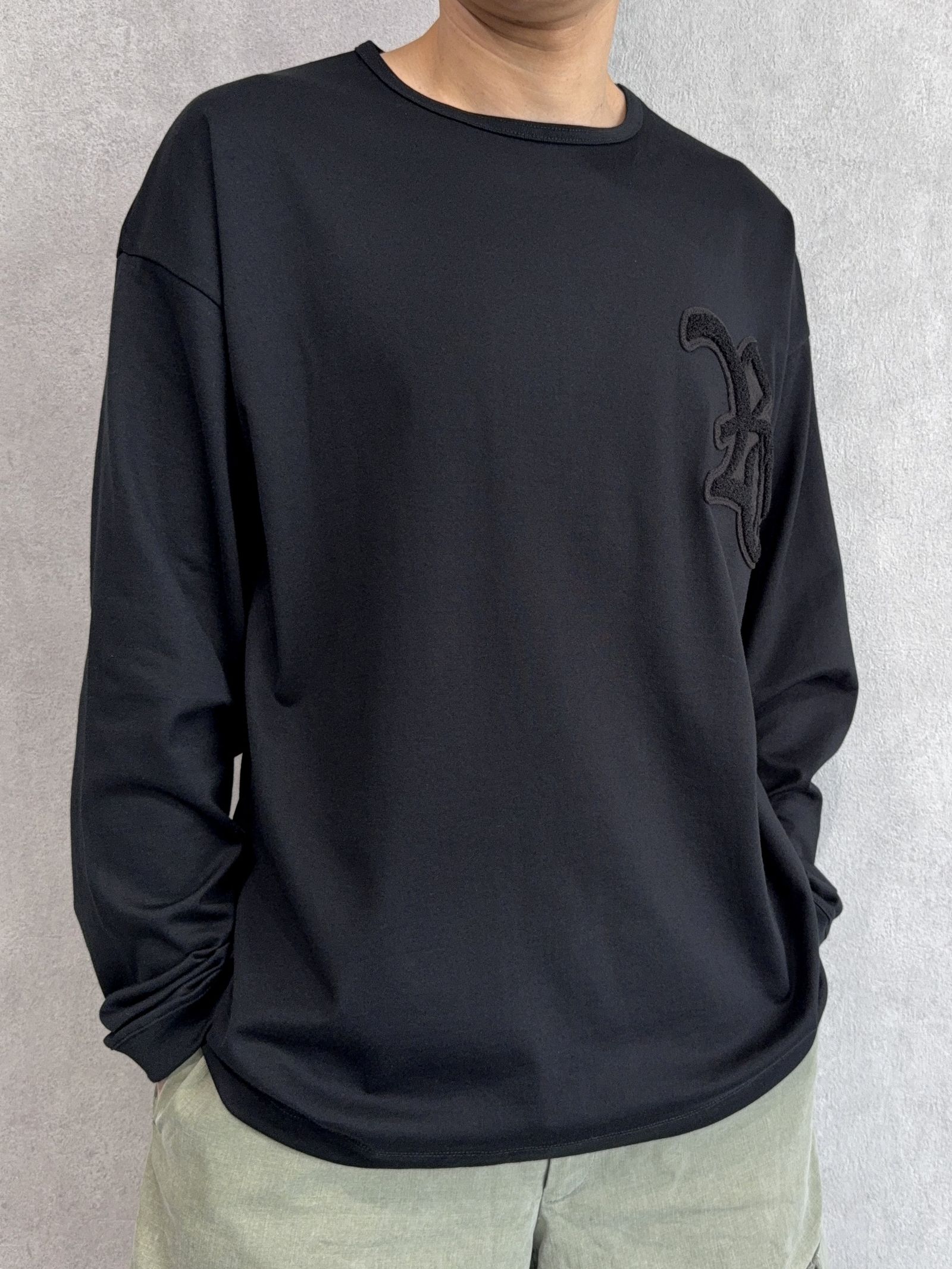 RC OVER LONGSLEEVE TEE / RC41-T-001 / オーバーサイズ長袖RCロゴワッペンTシャツ / ブラック×ブラック