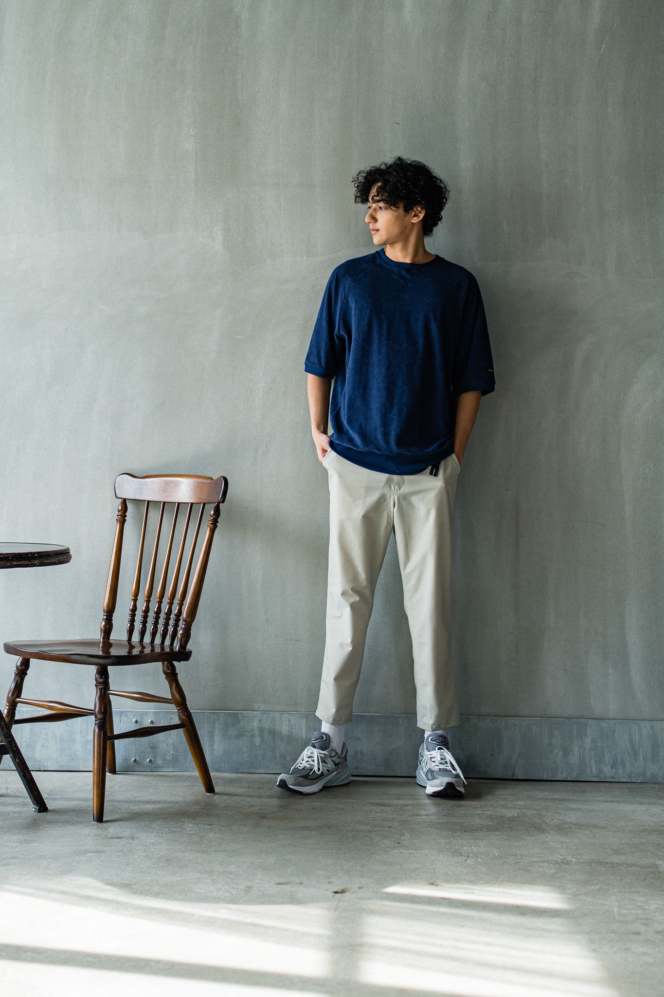 PAT WIDE EASY PANTS / RC32-ST-036 / ベルト付きテーパードワイドパンツ / ベージュ
