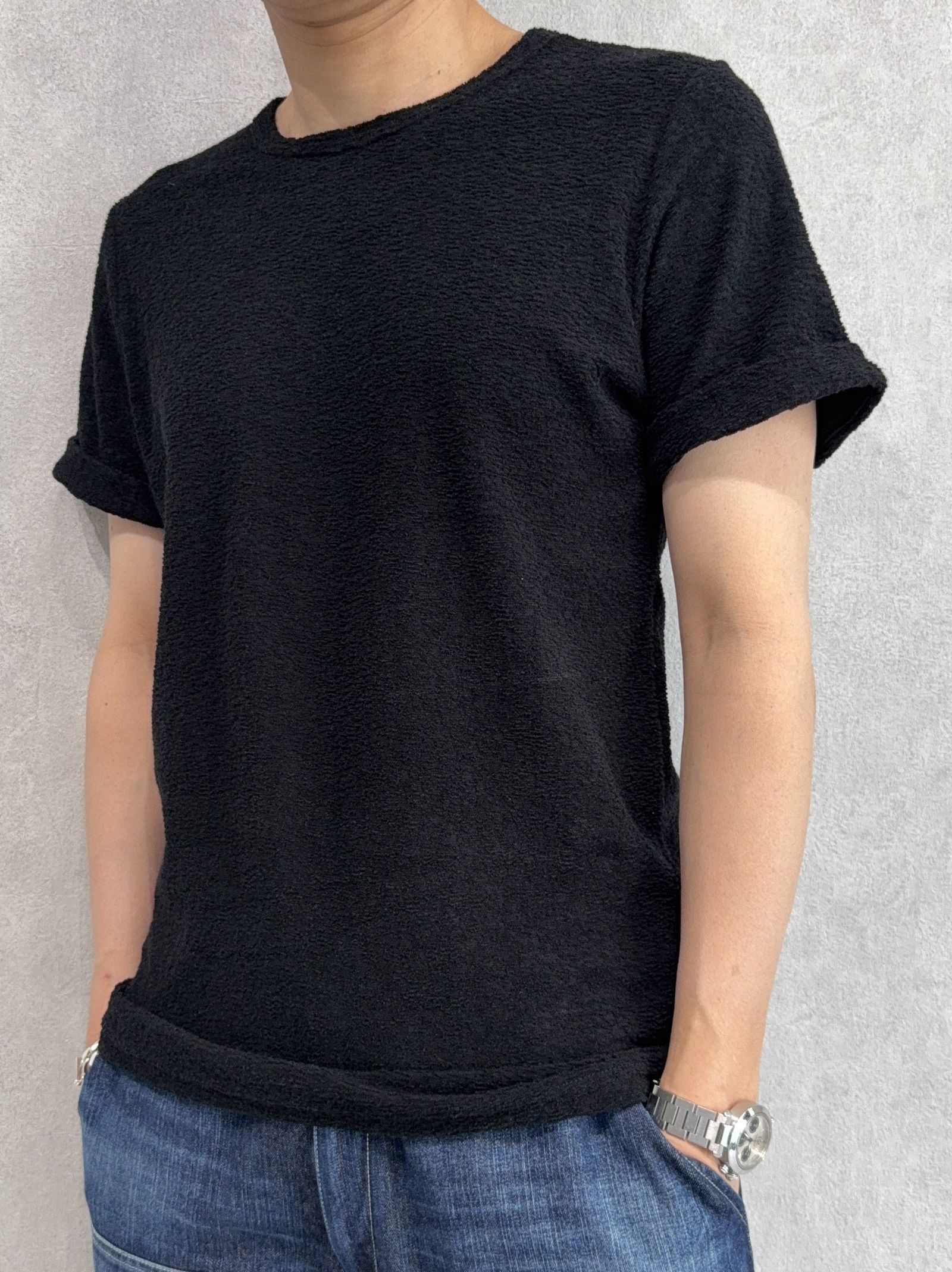 PILE ROLL UP TEE / RC40-T-001 / パイルロールアップTシャツ / ブラック