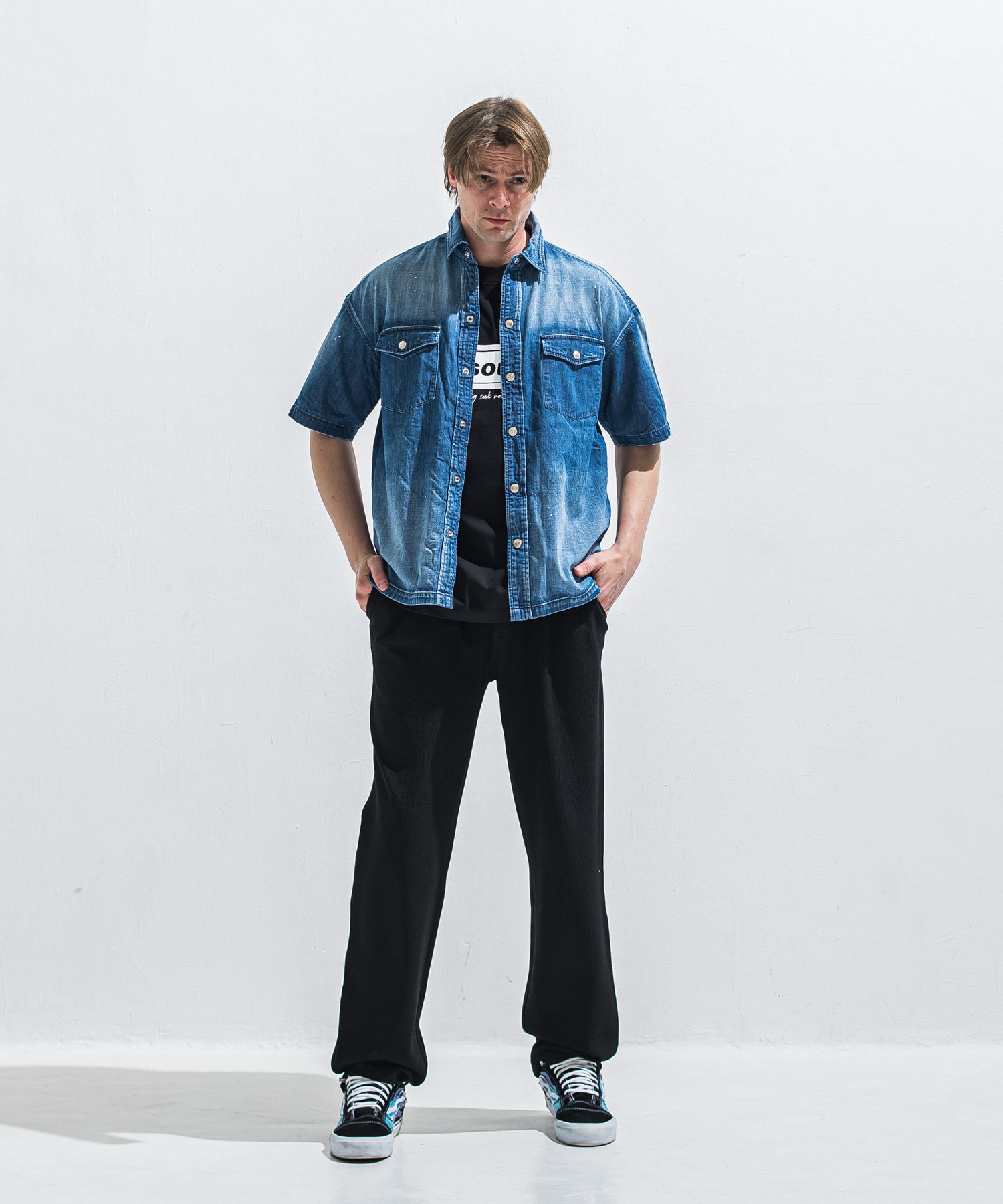 HALF DENIM SHIRTS / RC40-SH-002 / デニム半袖シャツ / ダークインディゴ (6月上旬入荷予定)