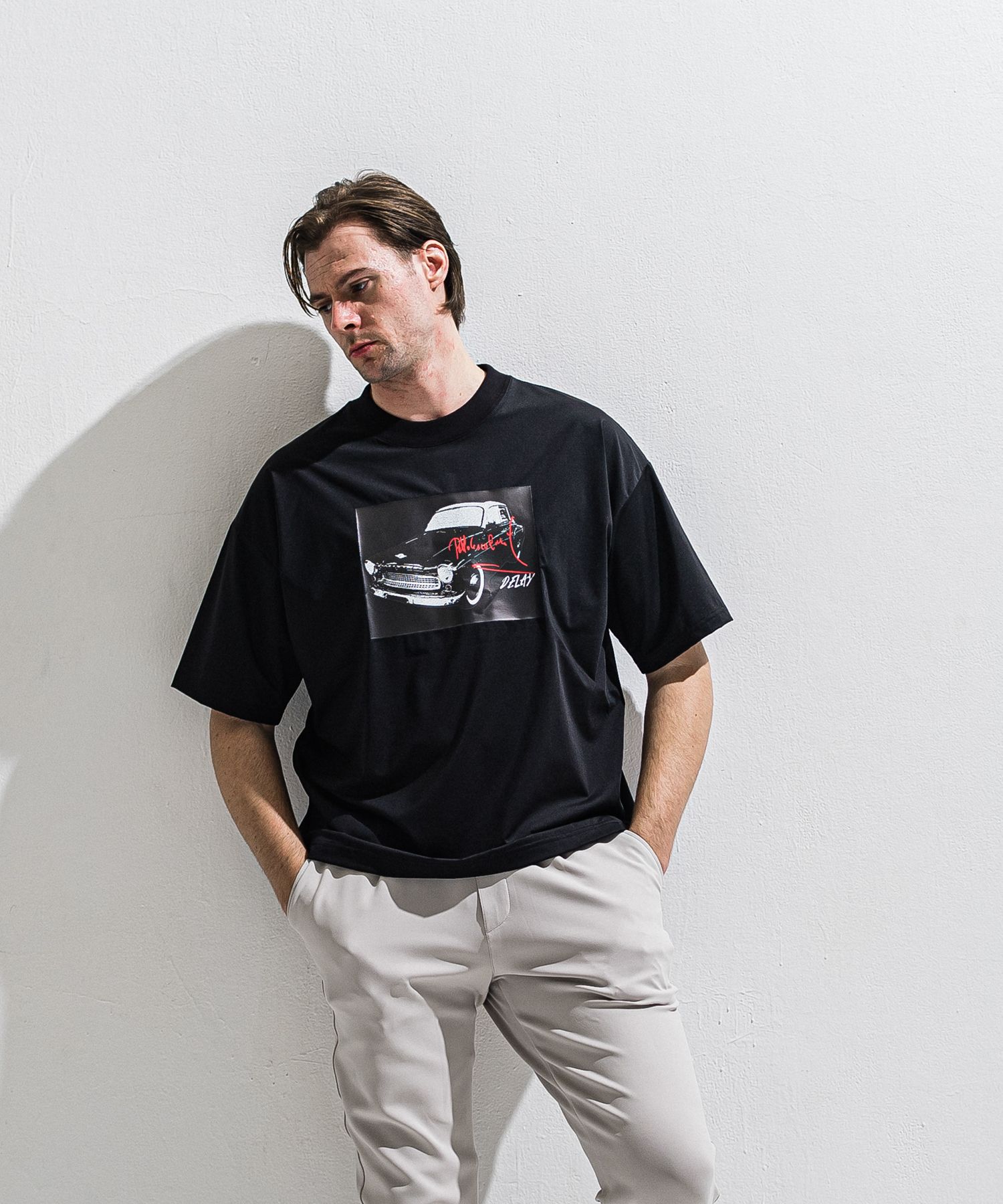 CAR OVER NYLON T / DP1-T-004 / カープリントナイロンビッグTシャツ / ブラック (4月上旬入荷予定)