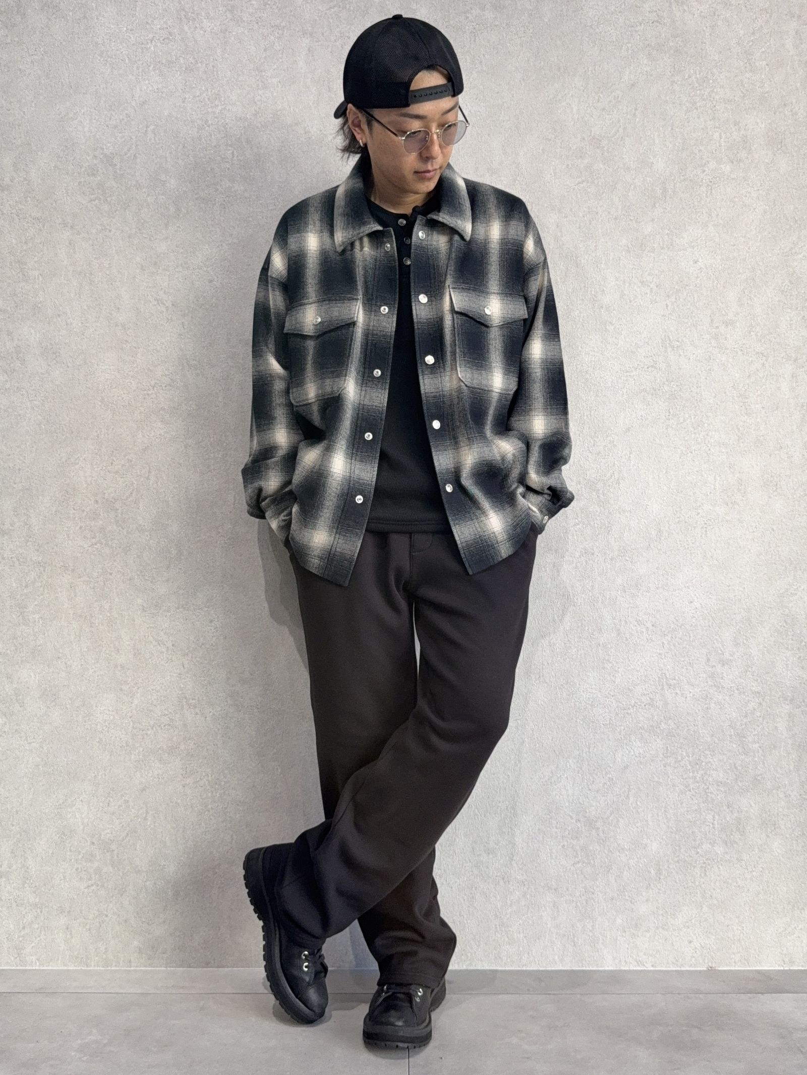 VELOURS FLEECE WIDE TUCK PANTS / RC38-ST-016HWT / 裏起毛スウェットワイドタックパンツ / ブラック