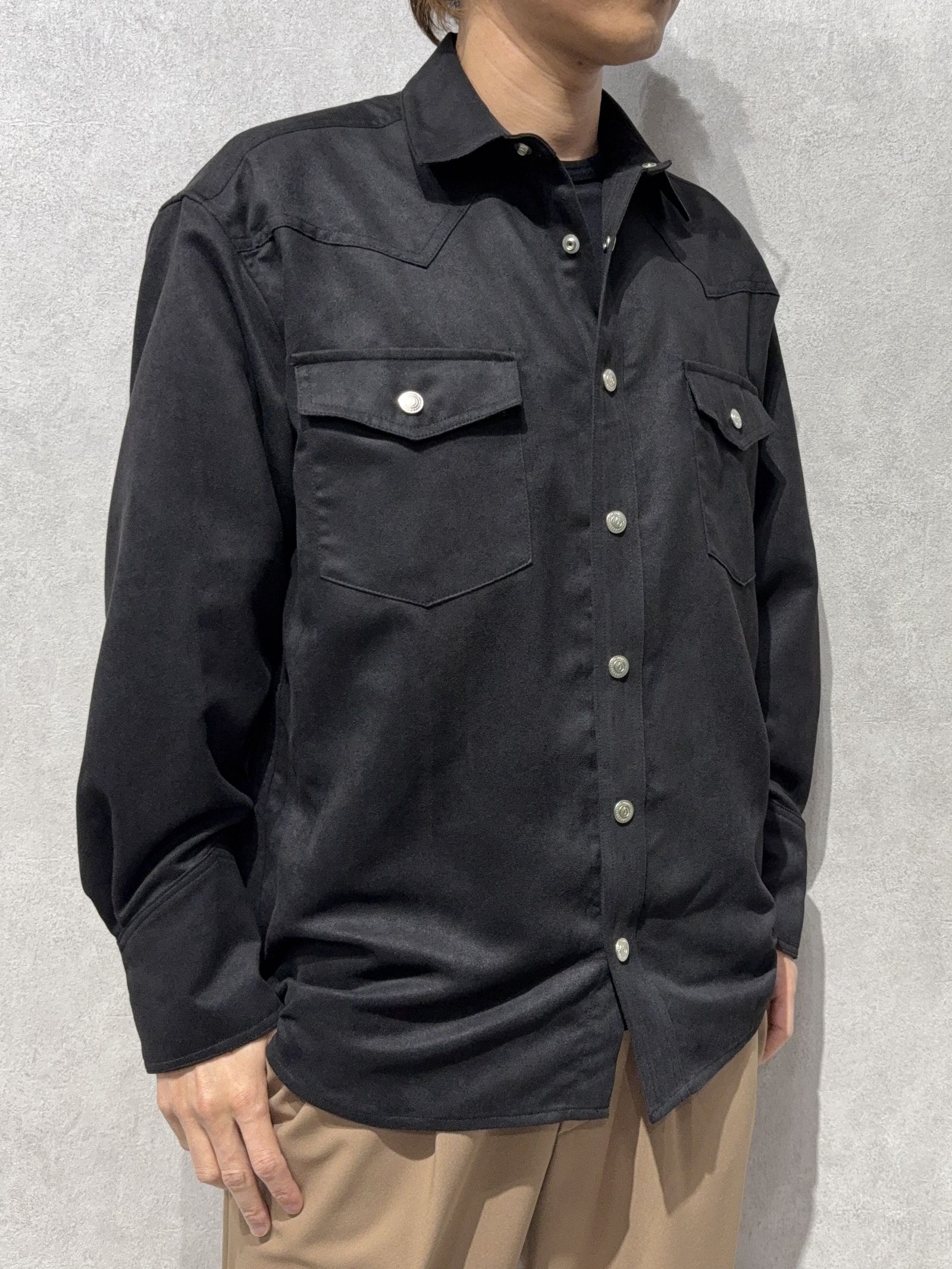 JAMES OVER SUEDE SHIRT / RC37-SH-003 / スエードエコレザーシャツ / ブラック
