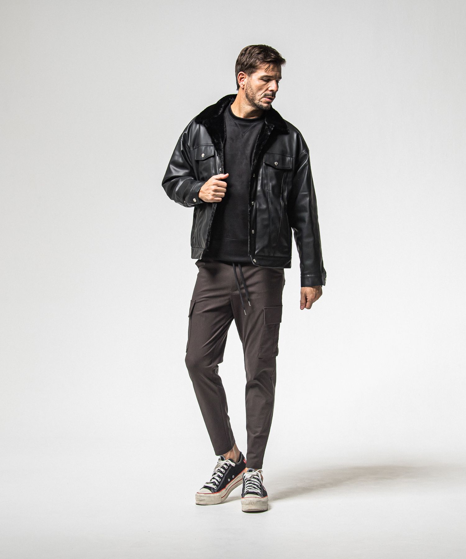 LEATHER FUR OVER G / RC38-JK-002 / レザーファーGジャン / ブラック (11月中旬入荷予定)