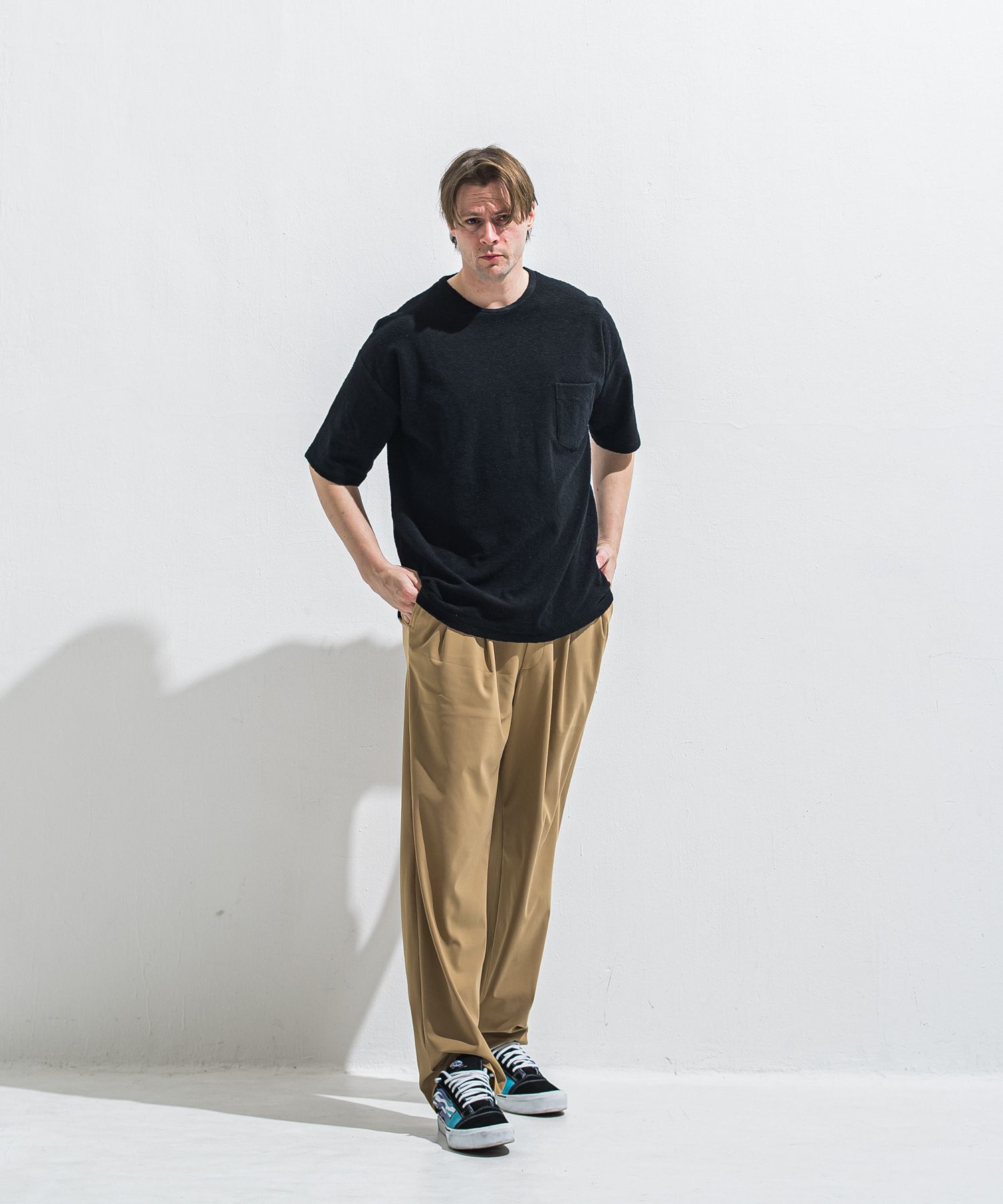 PILE OVER TEE / RC40-T-002 / パイルポケットビッグTシャツ / ブラック (4月中旬入荷予定)