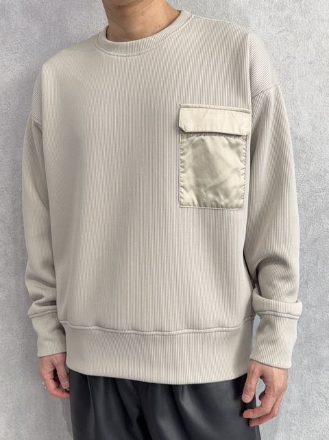 AZE MILITARY DROP TRAINER / RC39-C-003 / 高機能畦編みニットトレーナー / グレージュ