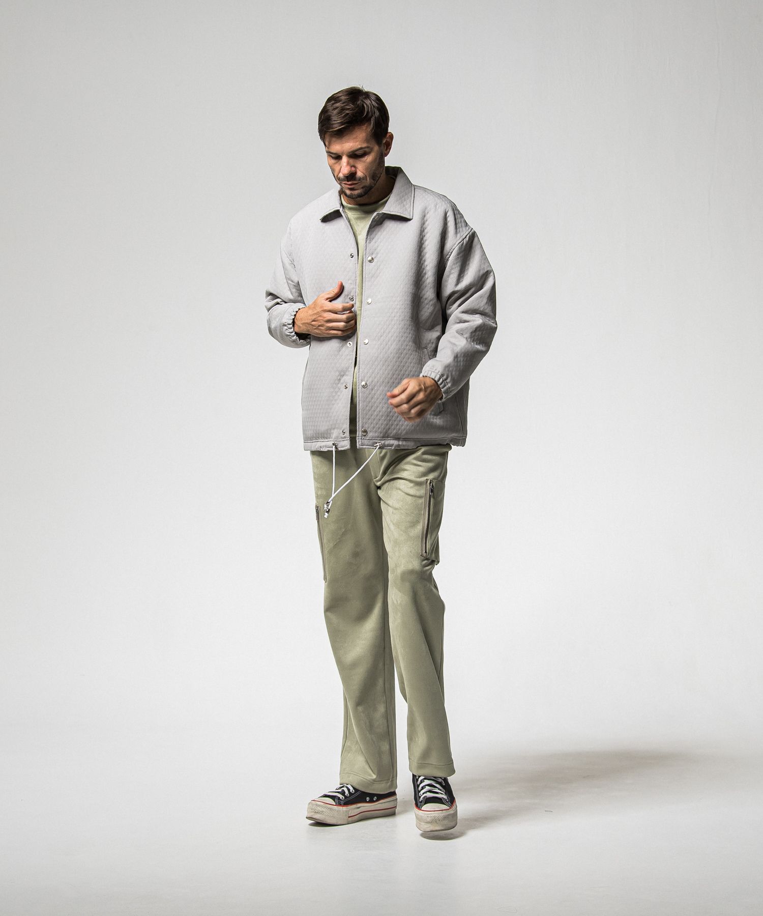 DAVID CARGO PANTS / RC38-ST-040 / スエードワイドカーゴパンツ / カーキ (1月上旬入荷予定)