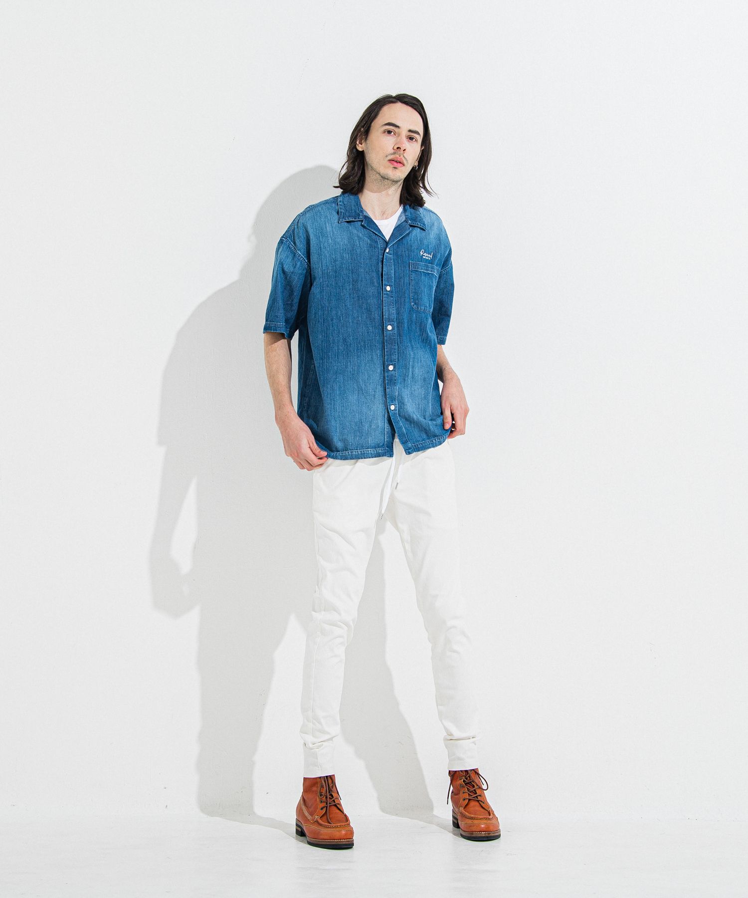 DENIM JERSEY CHRIS EASY TUCK PT / RC36-ST-016TD / ライトオンスデニムジャージイージータックパンツ / ホワイト