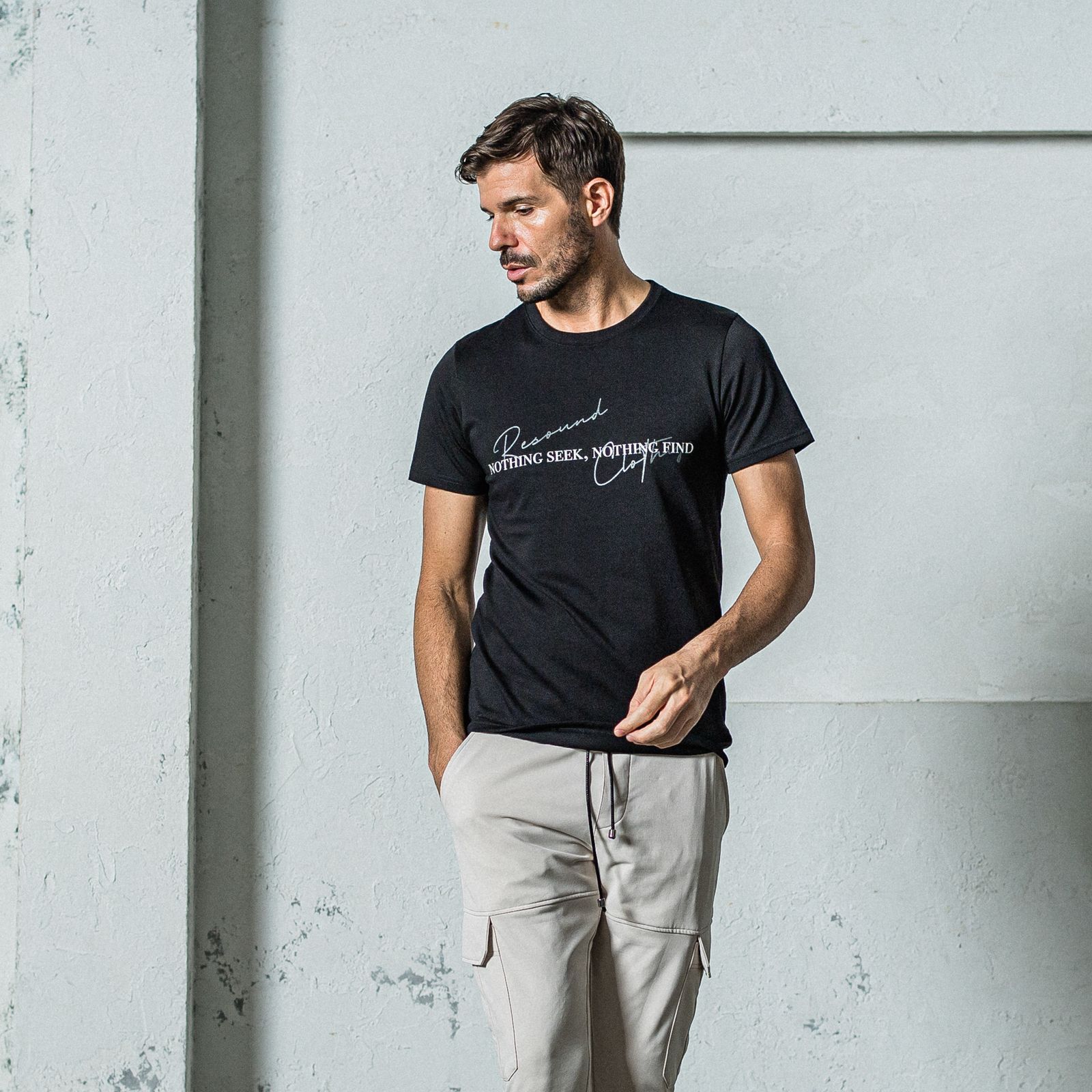 NSNF BASIC TEE / RC35-T-003 / メッセージロゴジャストTシャツ / ブラック