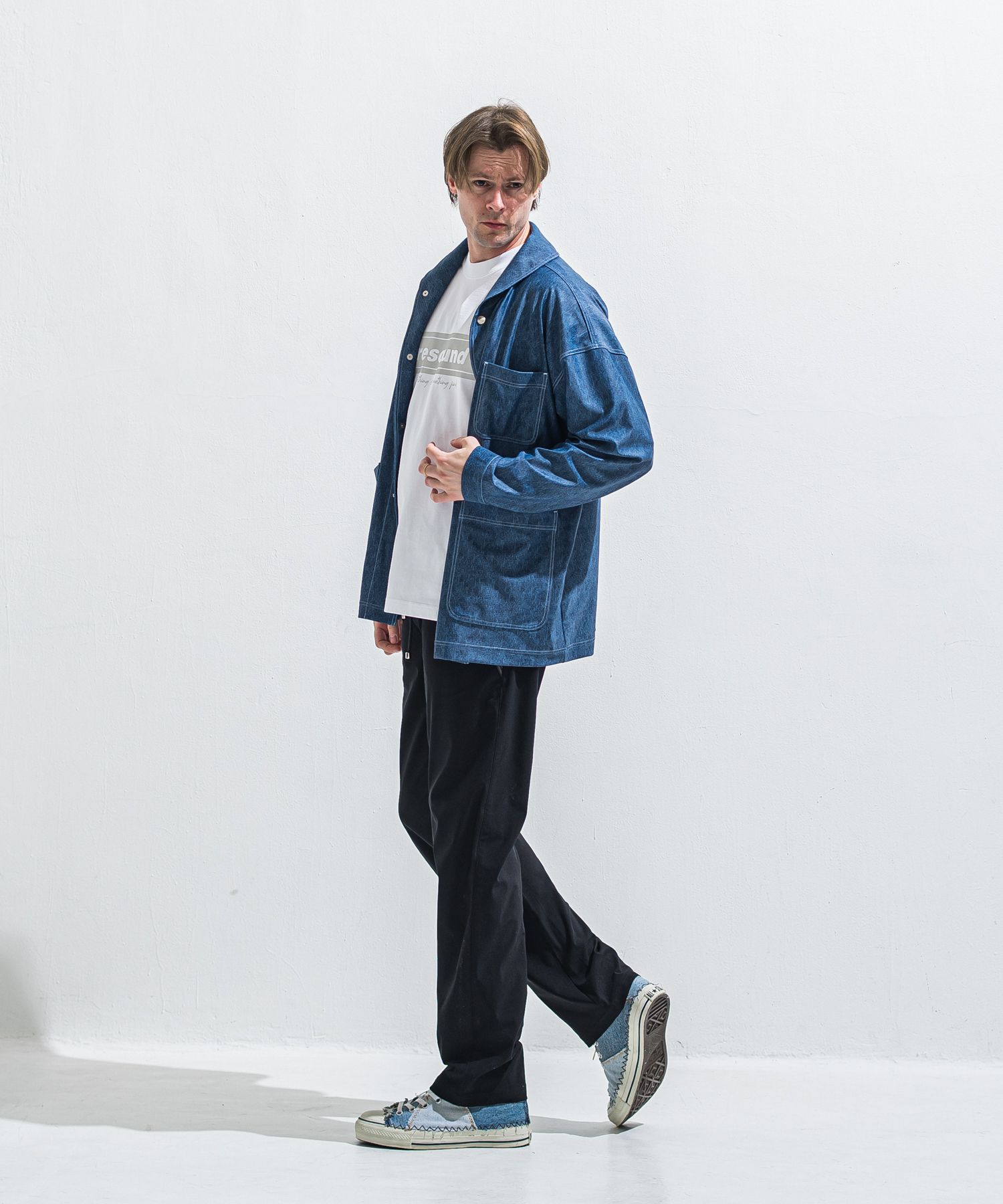 EDGE NYLON SEMI WIDE PT / RC40-ST-014WT / エッジナイロンセミワイドラインパンツ / ブラック×ブラック (4月下旬入荷予定)