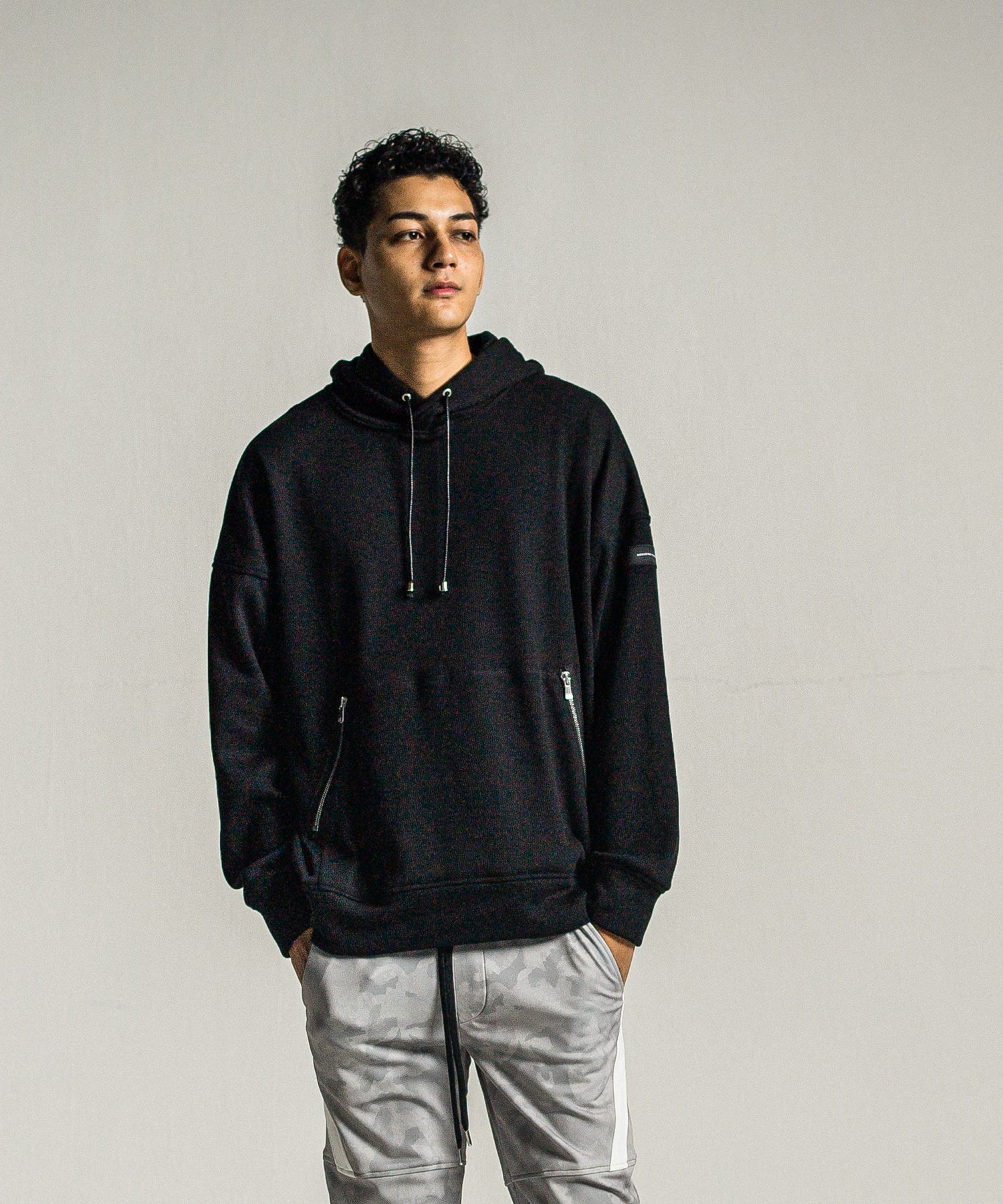 SHAGGY FLEECE THERMAL PULLOVER HOODIE / RC34-C-003 / 裏起毛サーマルパーカー / ブラック