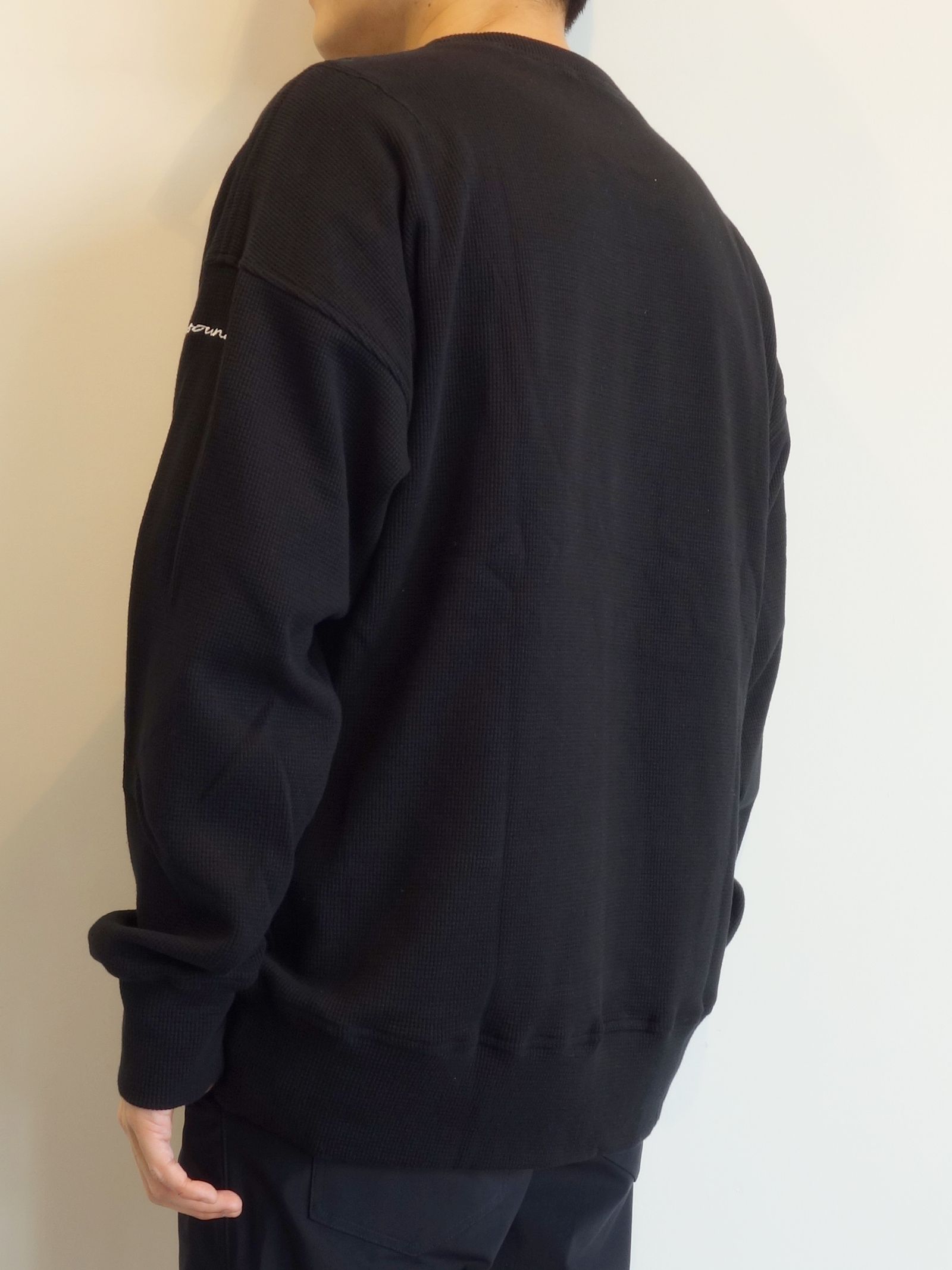 WAFFLE THERMAL LOOSE TRAINER / BASIC-CUT-002 / サーマルトレーナー / ブラック
