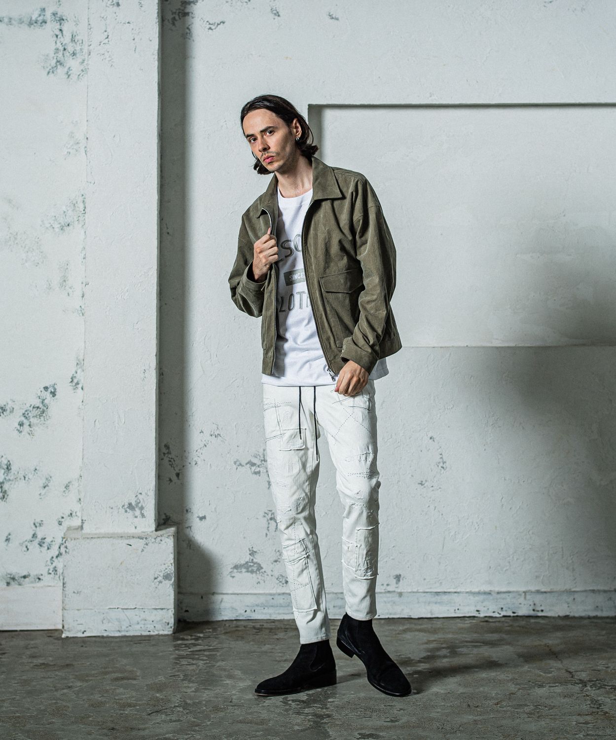 MICK DENIM JERSEY / RC35-ST-020 / デニムジャージテーパードパンツ / ホワイトリメイク