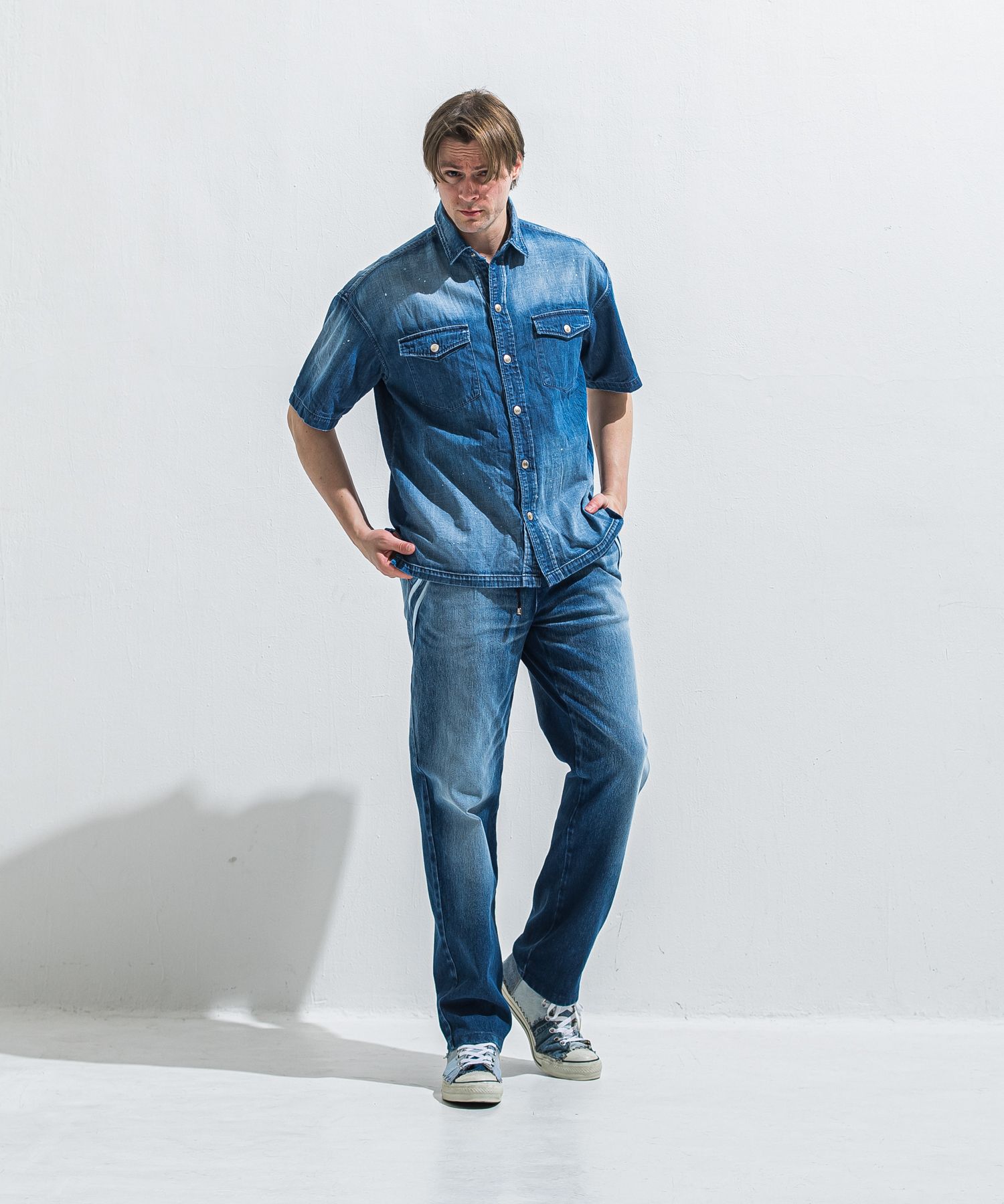 EDGE DENIM SEMI WIDE PT / RC40-ST-014WTD / デニムジャージセミワイドラインパンツ / ダークインディゴ (5月中旬入荷予定)