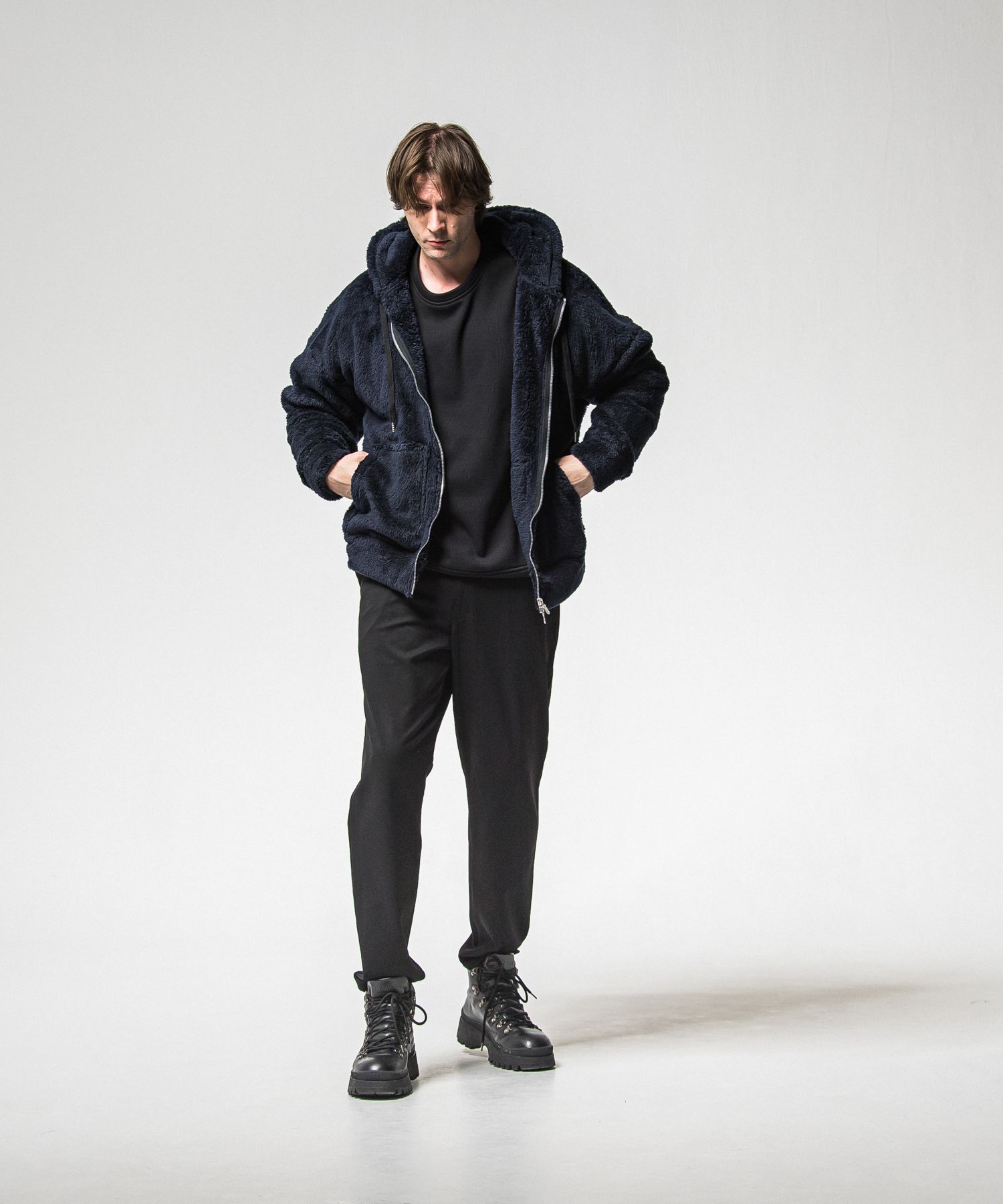 BOA ZIP LOOSE HOODIE / RC38-C-007 / ボアジップパーカー / ネイビー (11月中旬入荷予定)