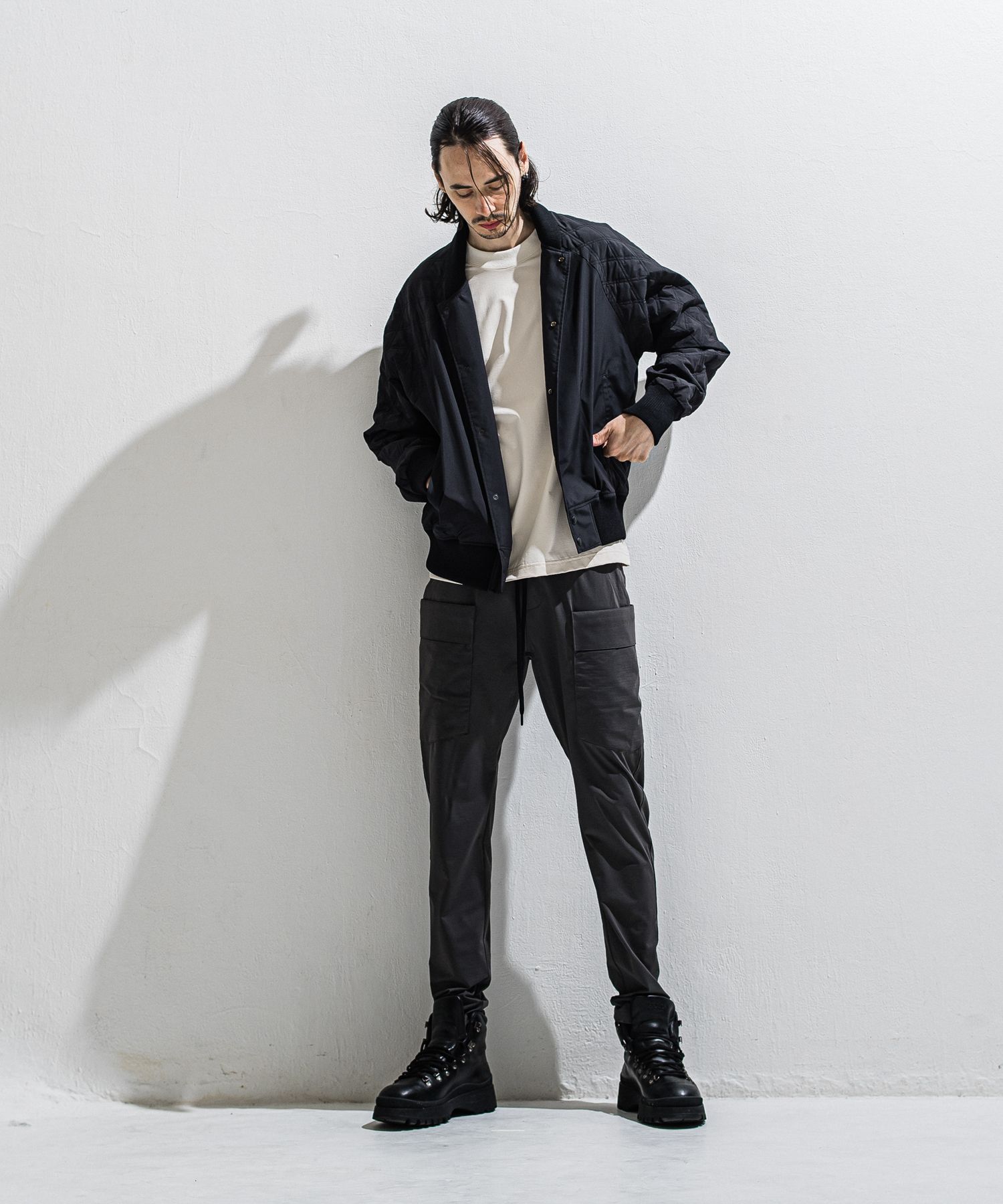 PB VARSITY JACKET / DP1-JK-001 / キルティングナイロンスタジャン / ブラック (2月中旬入荷予定)