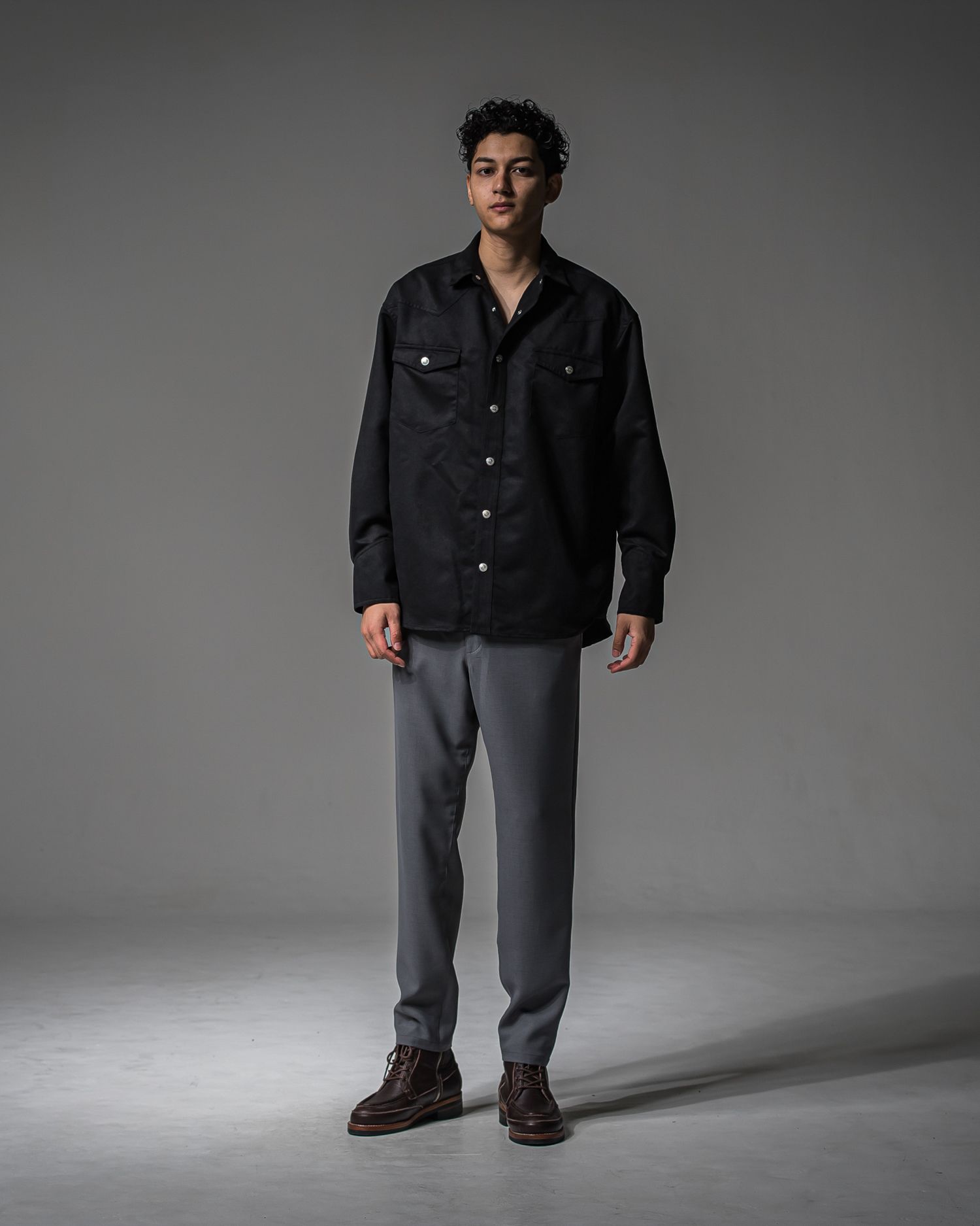 JAMES OVER SUEDE SHIRT / RC37-SH-003 / スエードエコレザーシャツ / ブラック