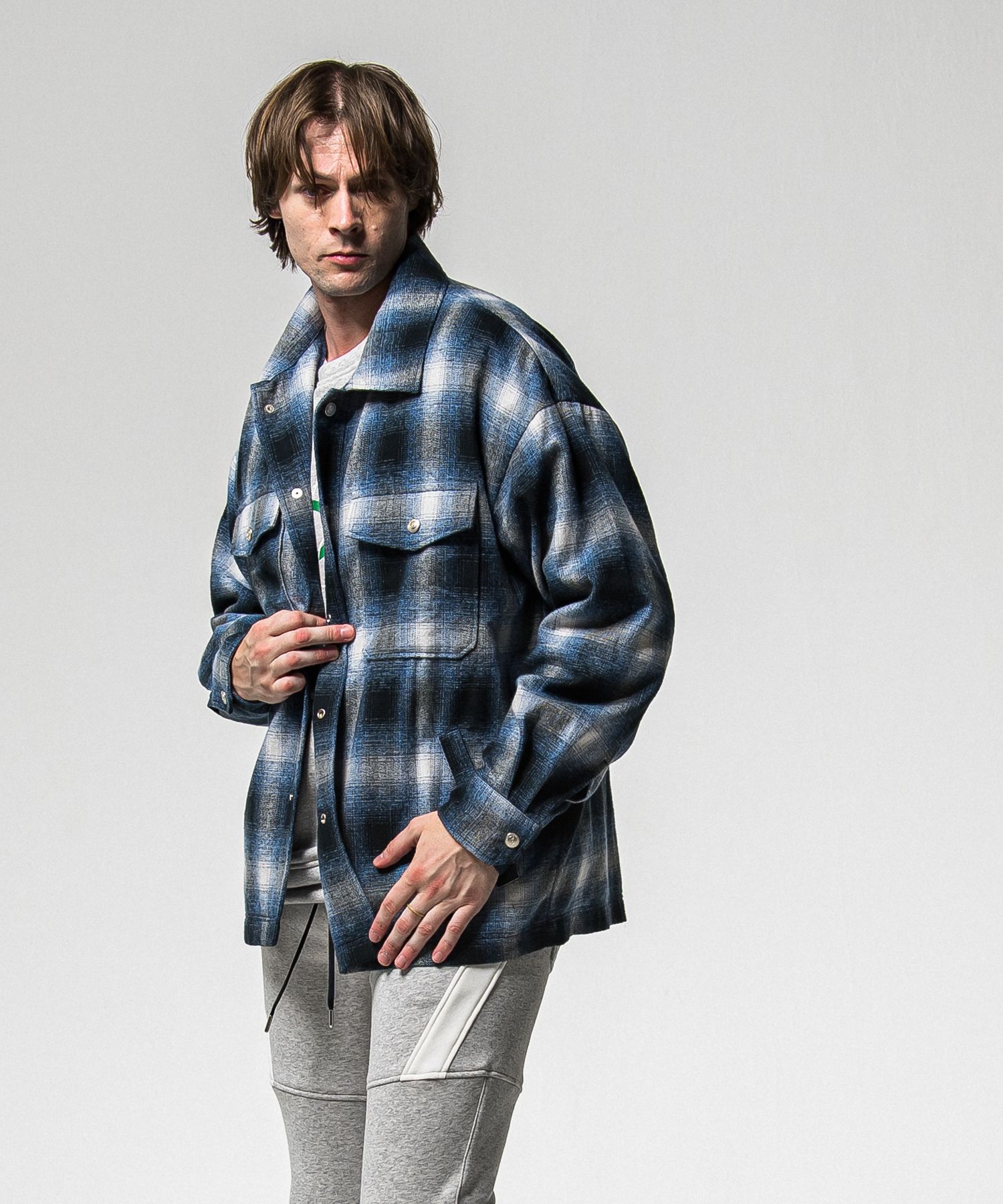FLANNEL CHECK JK / RC38-JK-007 / フランネルチェックCPOジャケット / ブルー (10月中旬入荷予定)