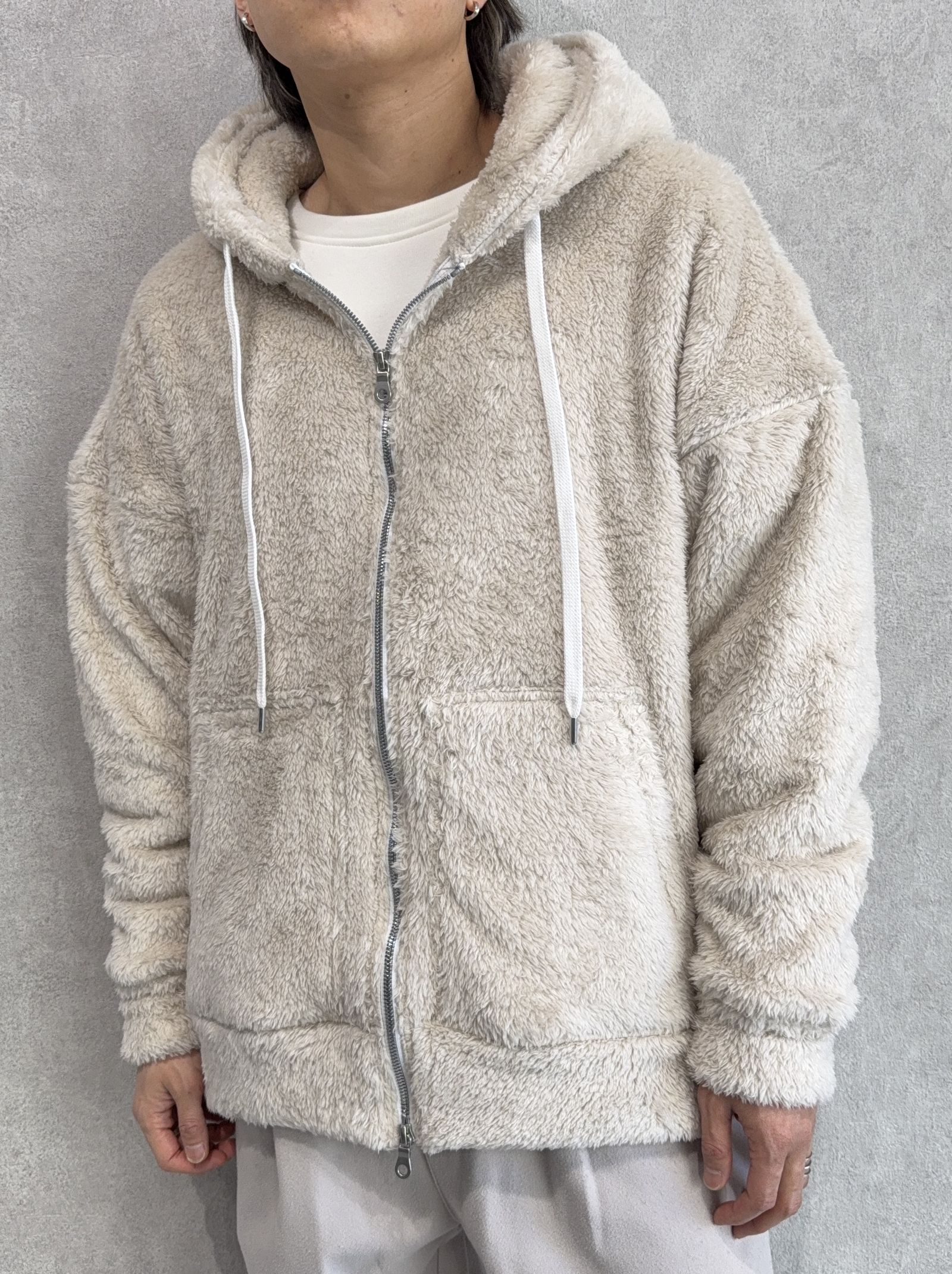 BOA ZIP LOOSE HOODIE / RC38-C-007 / ボアジップパーカー / ブラウン