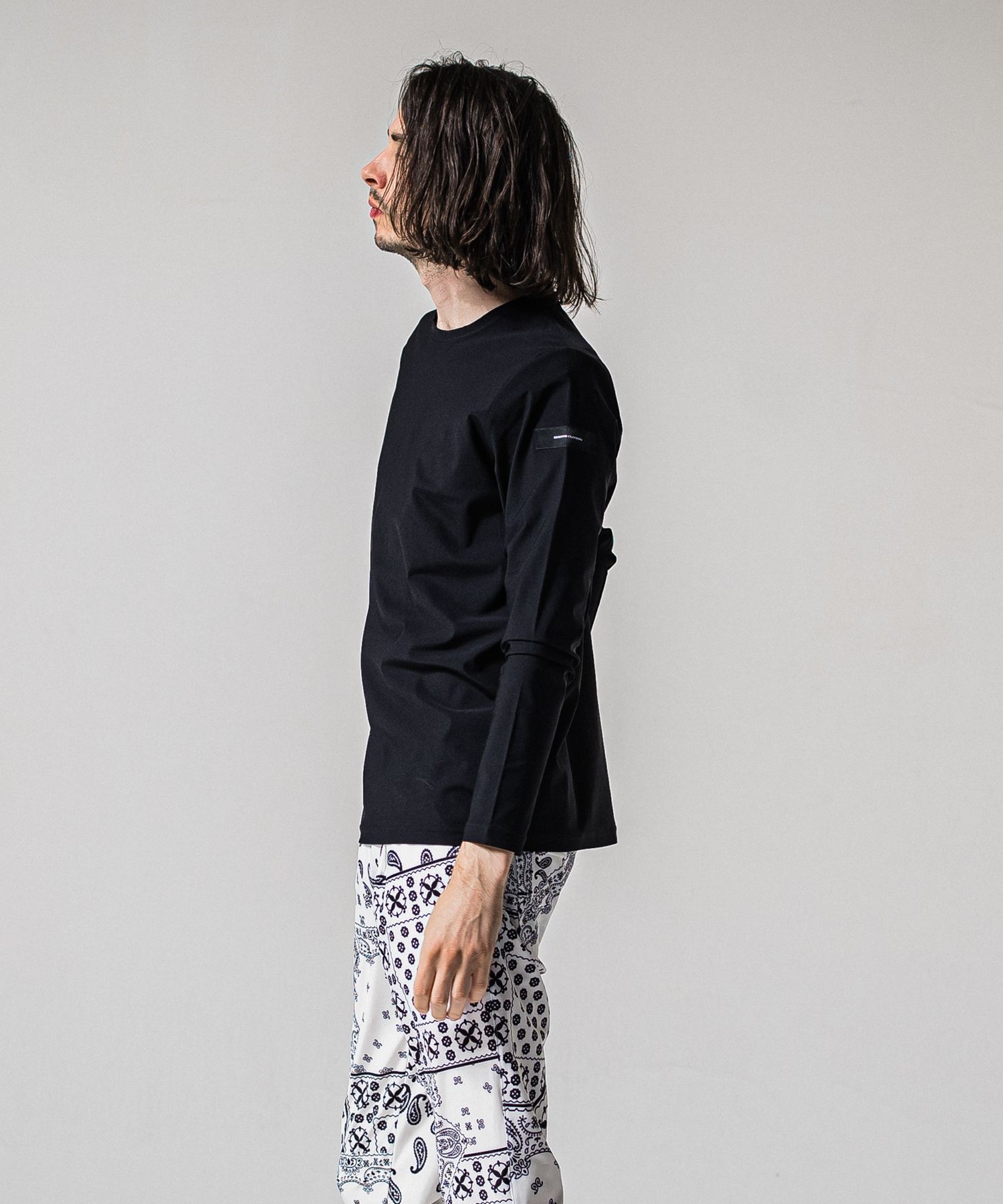 NYLON LONGSLEEVE TEE / RC39-T-006 / 無地ナイロン長袖Tシャツ / ブラック (3月上旬入荷予定)