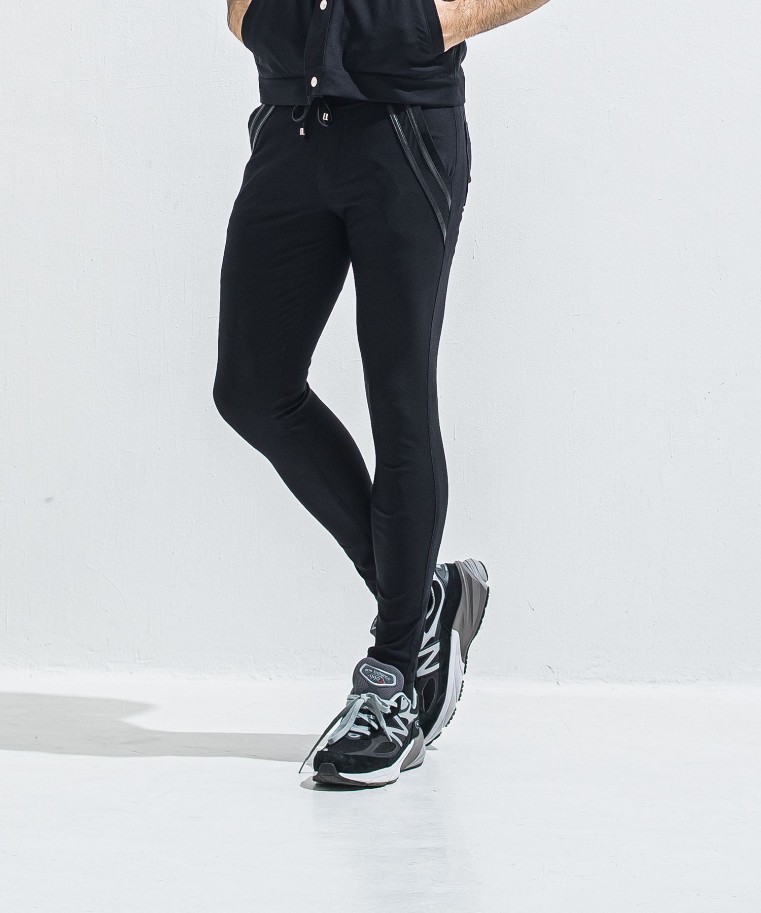 EDGE NYLON PT / BASIC-ST-014 / エッジナイロンラインパンツ / ブラック×ブラック (4月下旬入荷予定)