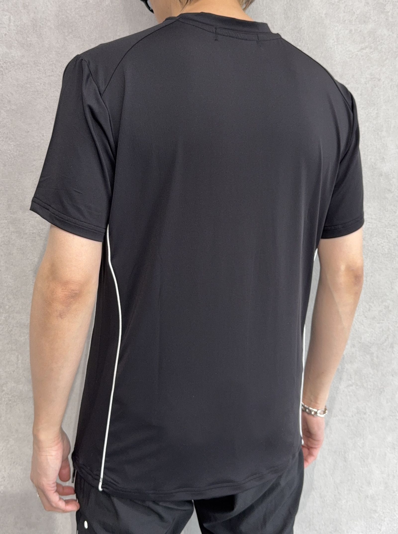 パイピング半袖Tシャツ / ust-25018 / ブラック×ホワイト