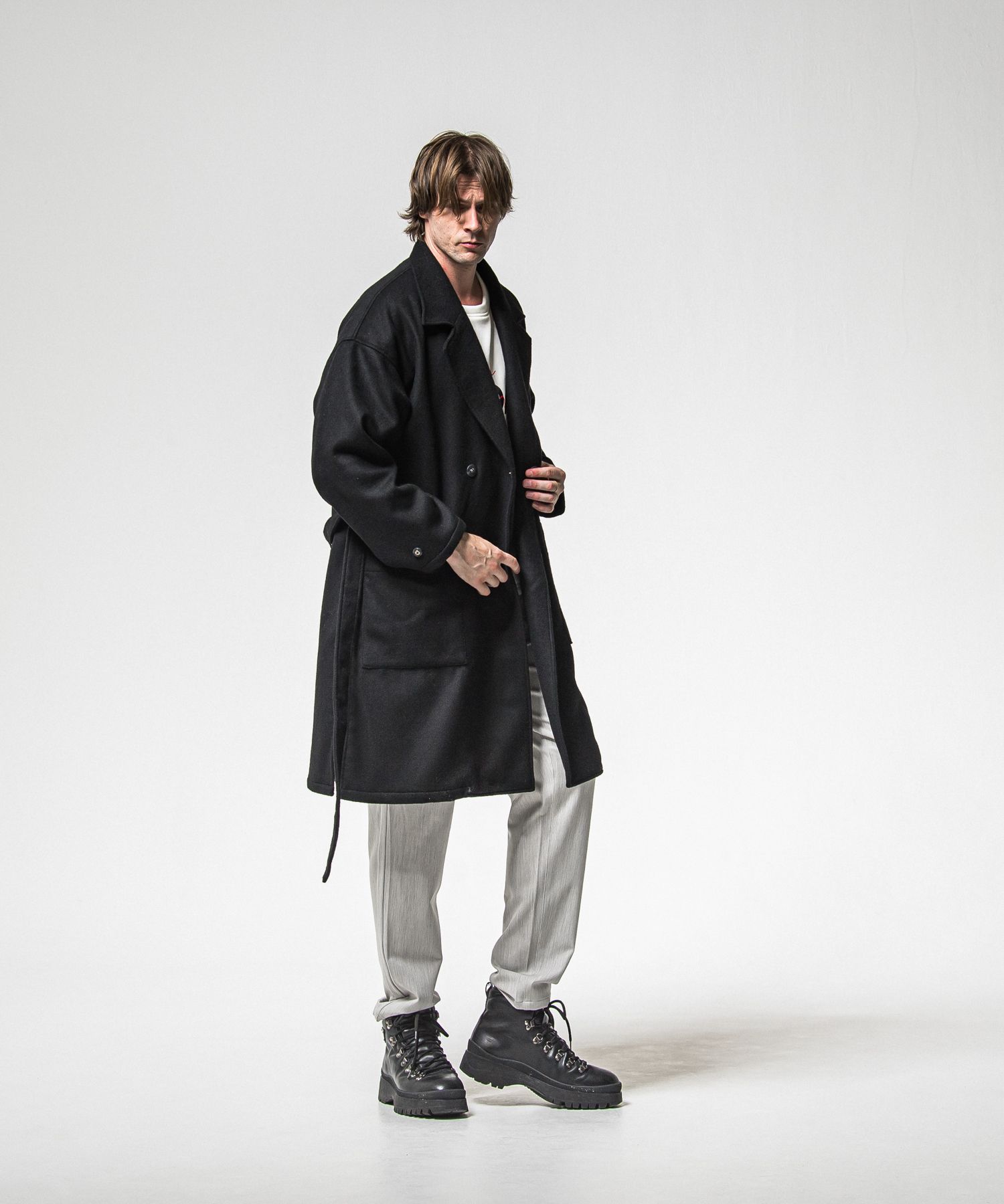GOWN OVER COAT / RC38-JK-004 / オーバーサイズガウンコート / ブラック (11月上旬入荷予定)