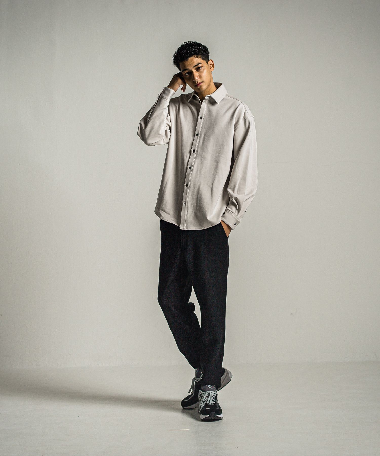 PAT WIDE EASY PANTS / RC34-ST-036 / ワイドテーパードパンツ / ブラック