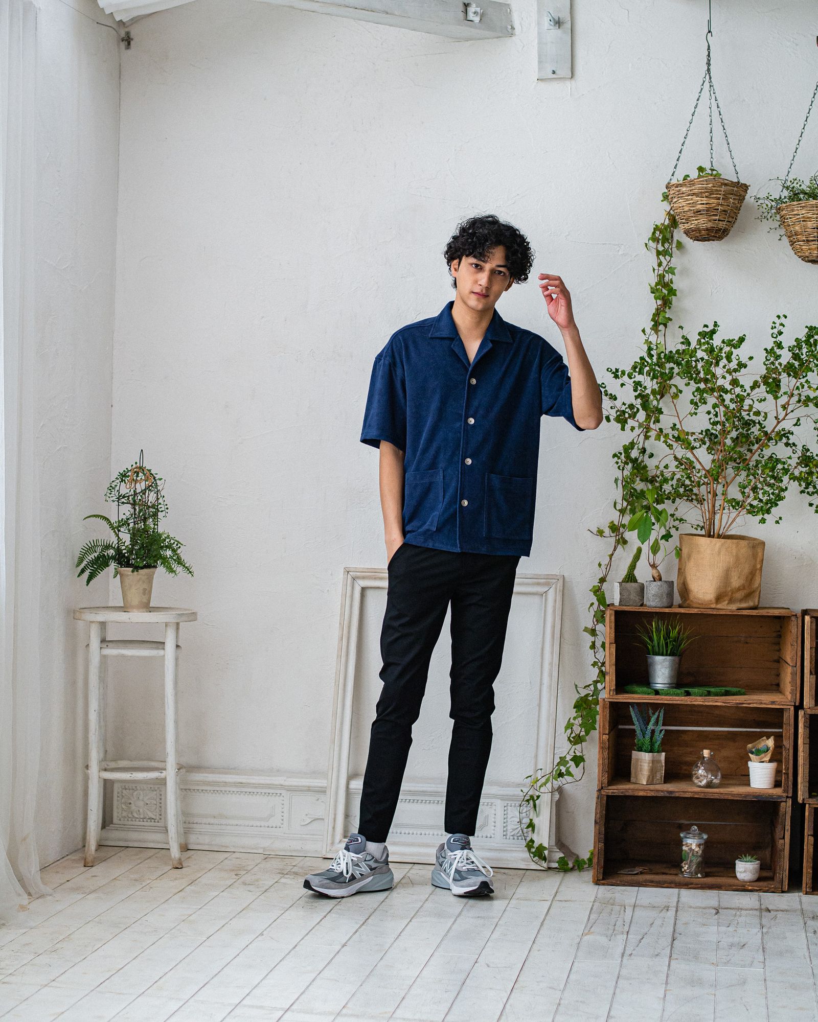 PILE BEACH SHIRTS / RC32-SH-002 / パイル半袖シャツ / ネイビー
