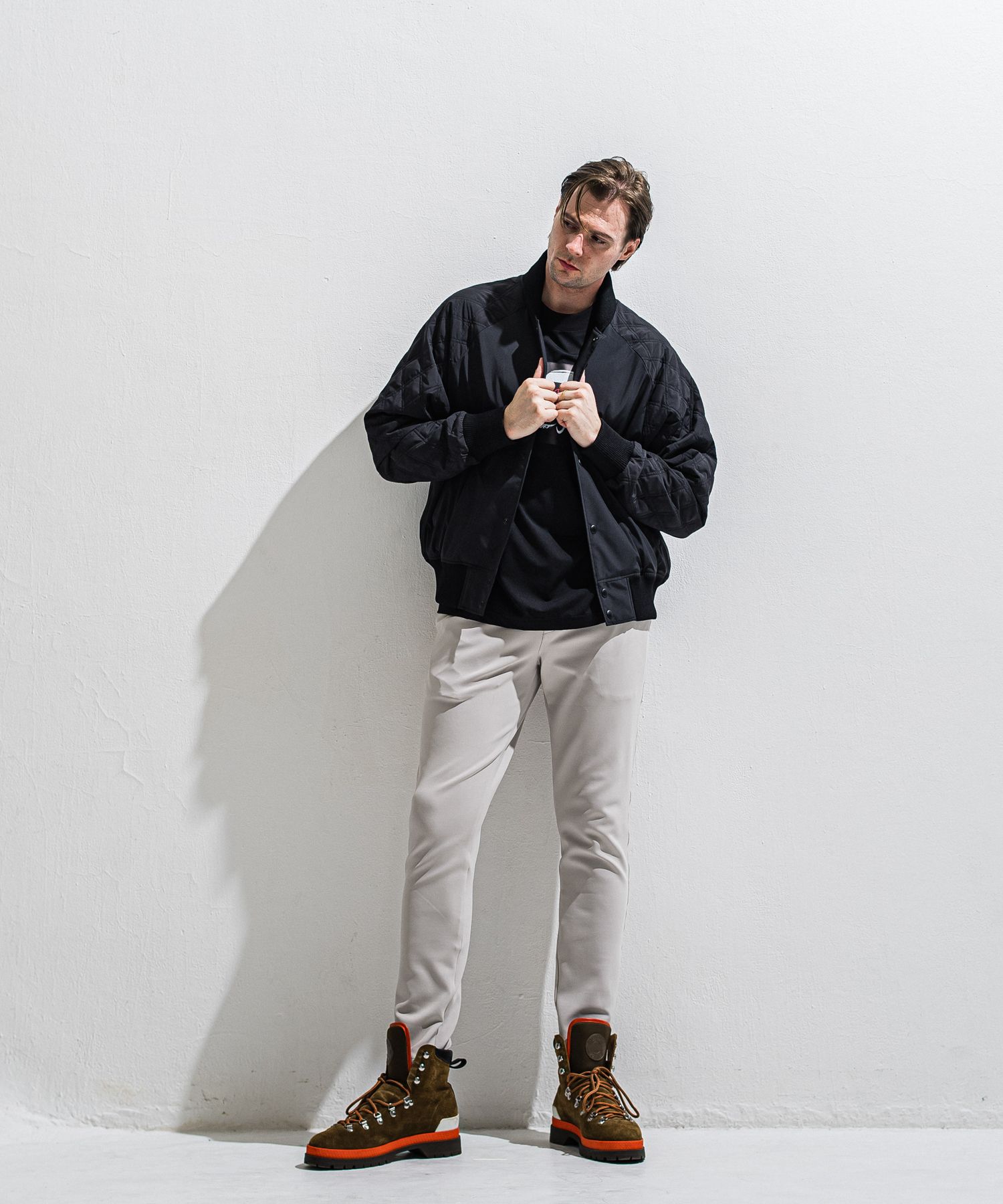 PB VARSITY JACKET / DP1-JK-001 / キルティングナイロンスタジャン / ブラック (2月中旬入荷予定)