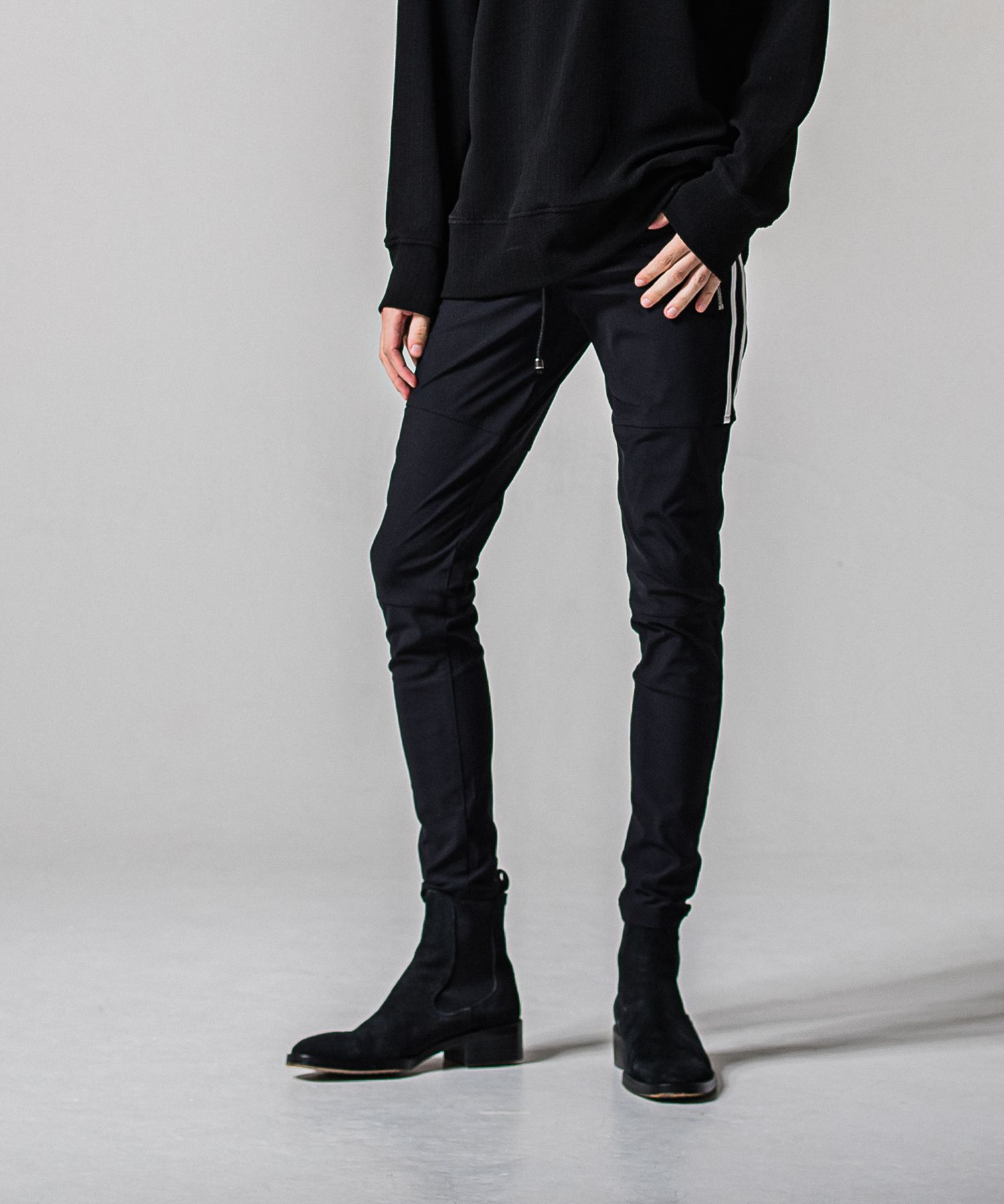 JOHNSON LINE NYLON PT / BASIC-ST-009 / ジョンソンナイロンラインパンツ / ブラック×ホワイト (3月上旬入荷予定)