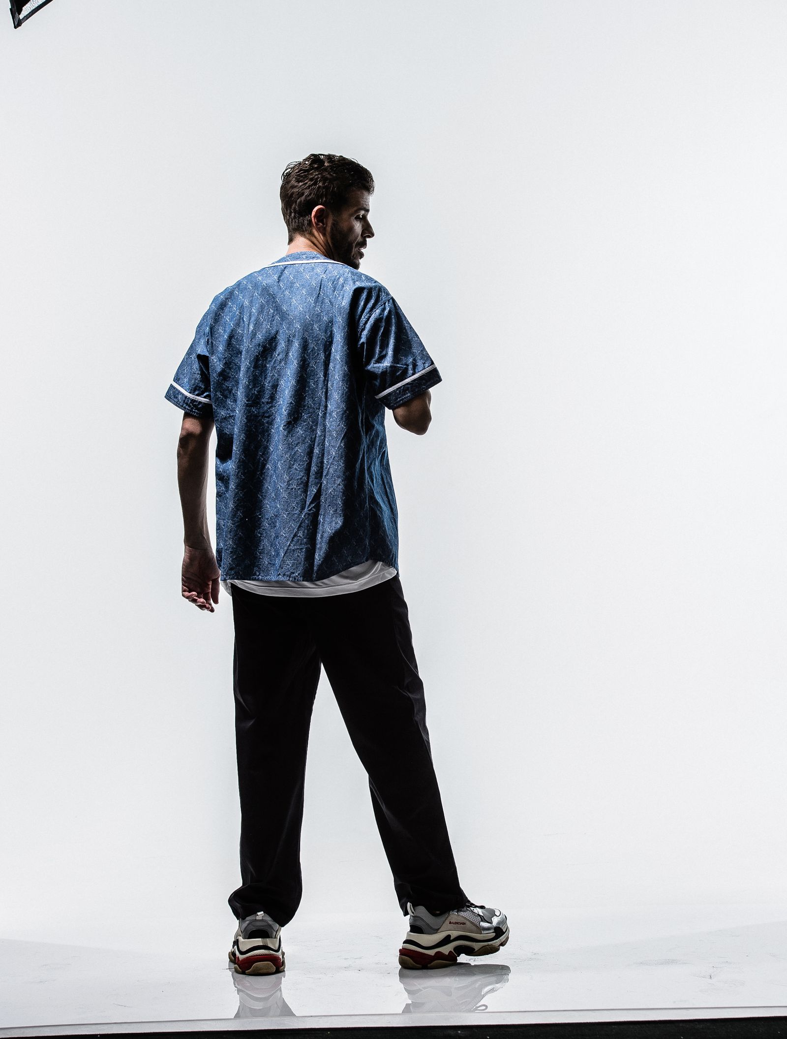 WIDE TUCK PT / RC11-ST-003 / シャンブレーワイドタックパンツ / ブラック※
