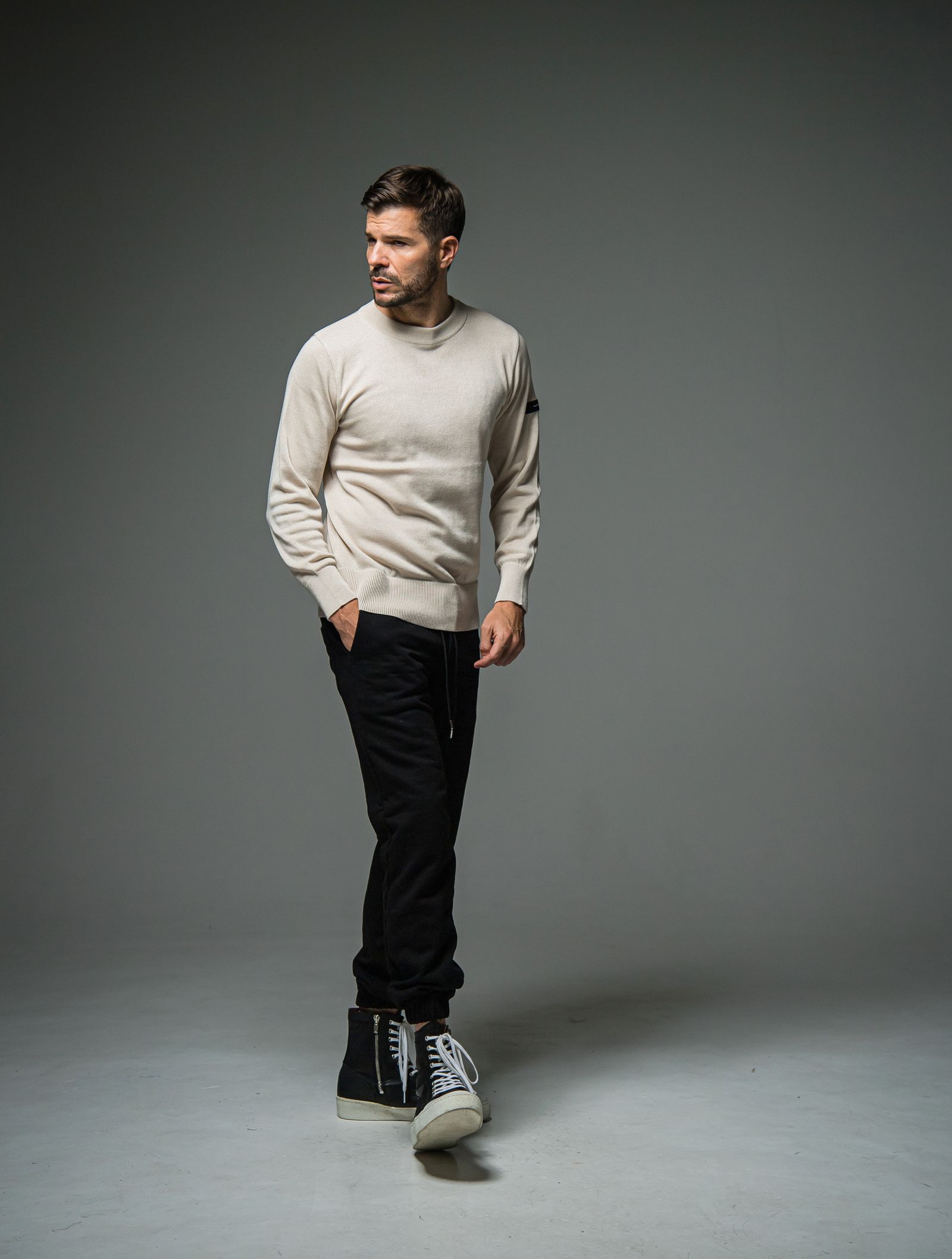 SILK KNT LONG SLEEVE / RC29-K-001 / 無地コットンニット / ベージュ