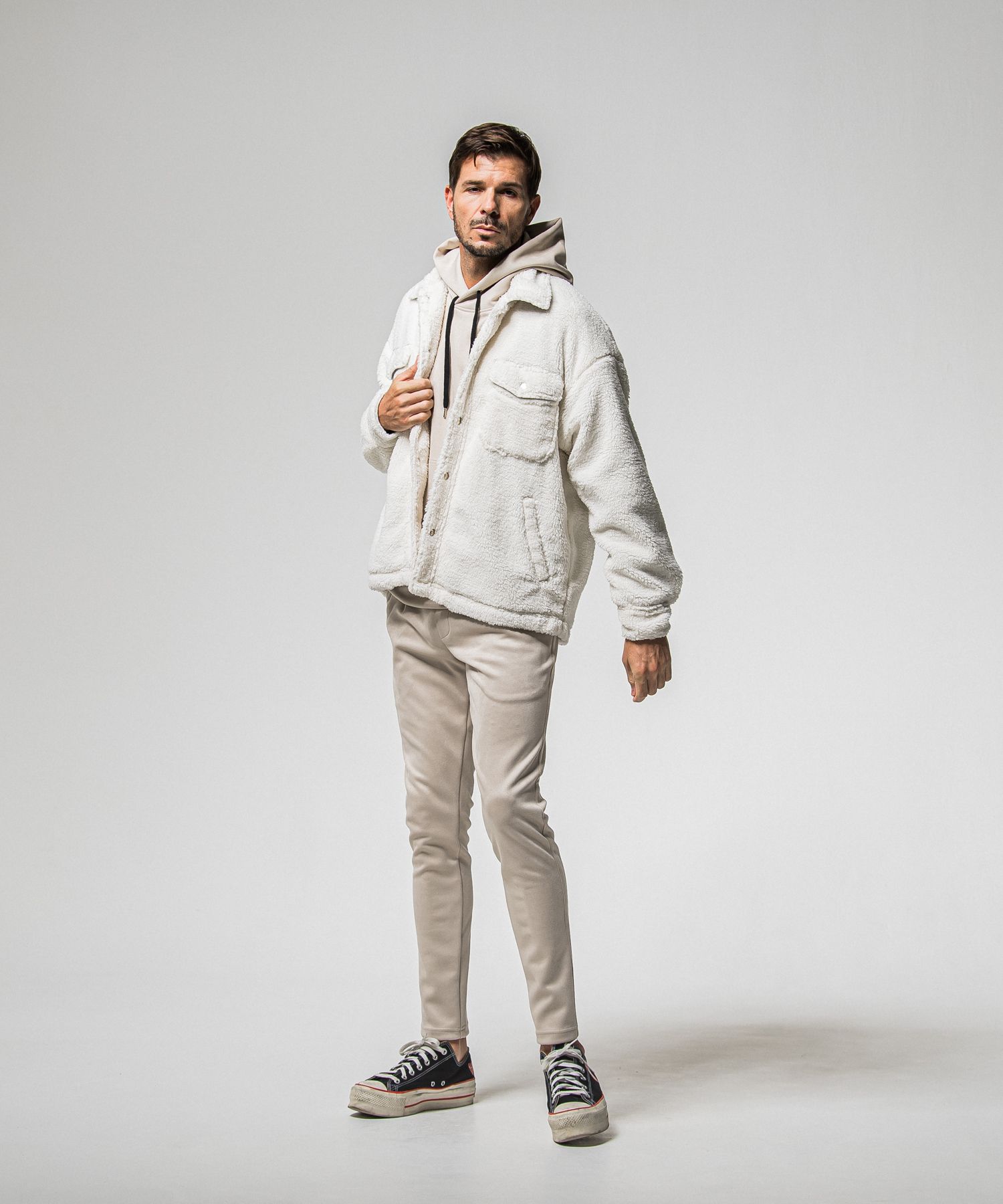 SUEDE LOOSE HOODIE / RC38-C-006 / スエードパーカー / グレージュ (1月上旬入荷予定)