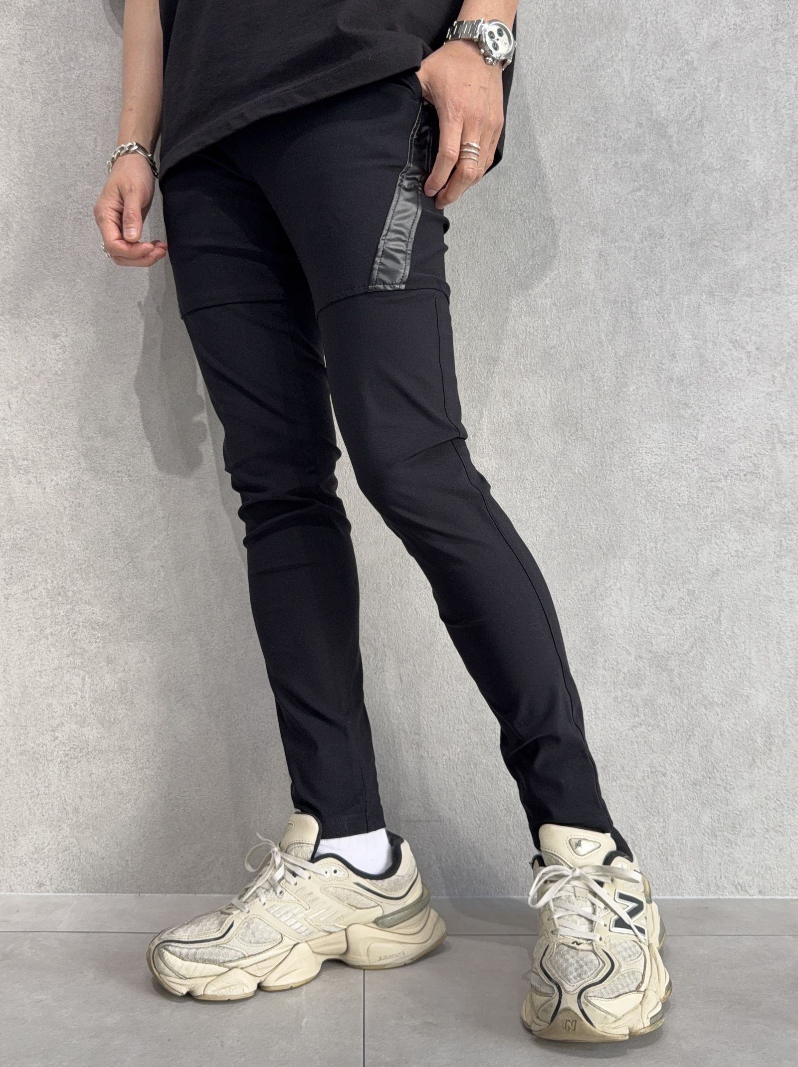 TYLER NYLON PANTS / RC40-ST-026 / レザーラインナイロンパンツ / ブラック
