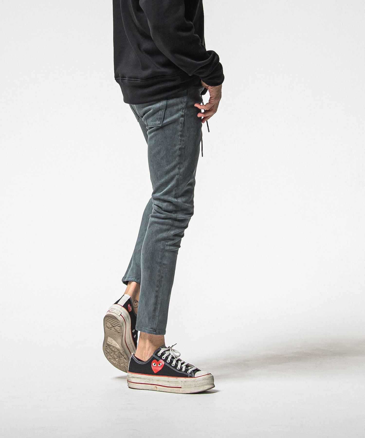 MICK DENIM JERSEY / BASIC-ST-020 / デニムジャージテーパードパンツ / ピグメントブラック (12月上旬入荷予定)