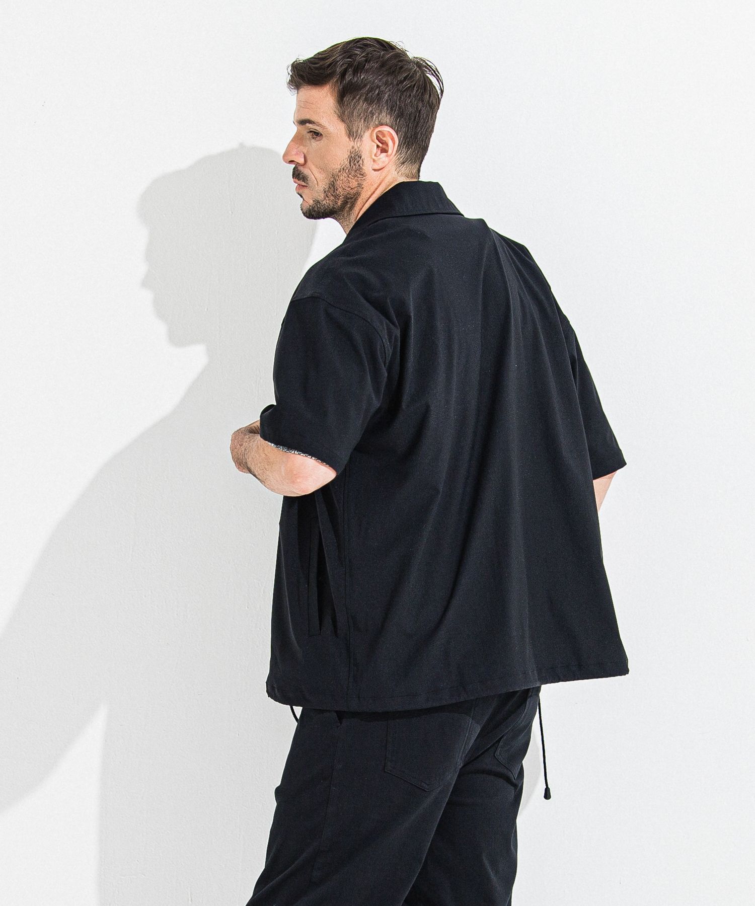 NYLON HALF COACH JACKET / RC36-C-002 / 半袖ナイロンコーチジャケット / ブラック