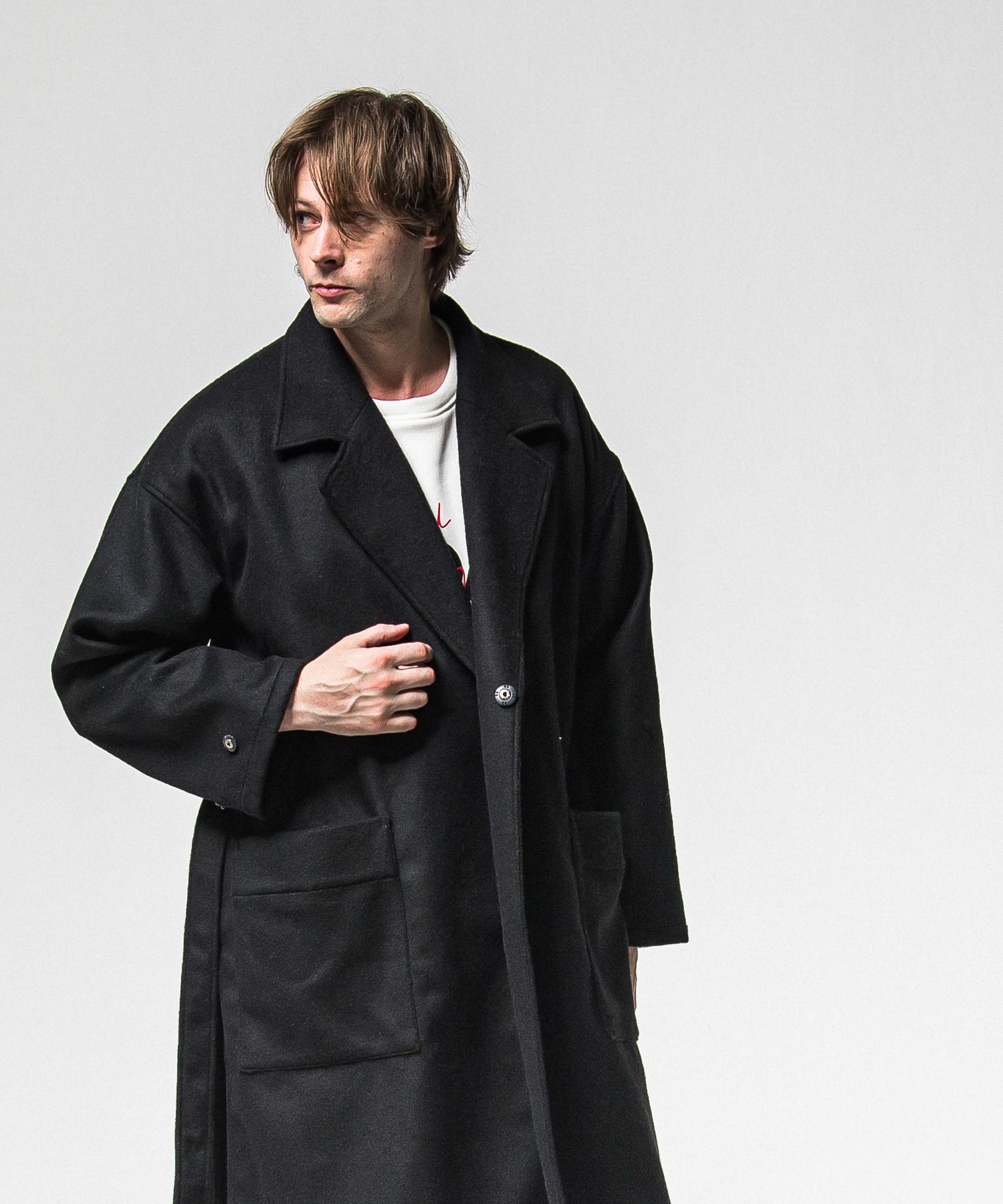 GOWN OVER COAT / RC38-JK-004 / オーバーサイズガウンコート / ブラック (11月上旬入荷予定)