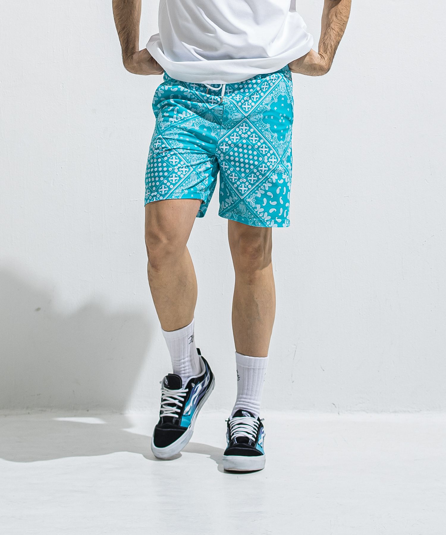 RUSH SHORTS / RC40-HP-002 / ラッシュガードショーツ / バンダナブルーグリーン (5月下旬入荷予定)