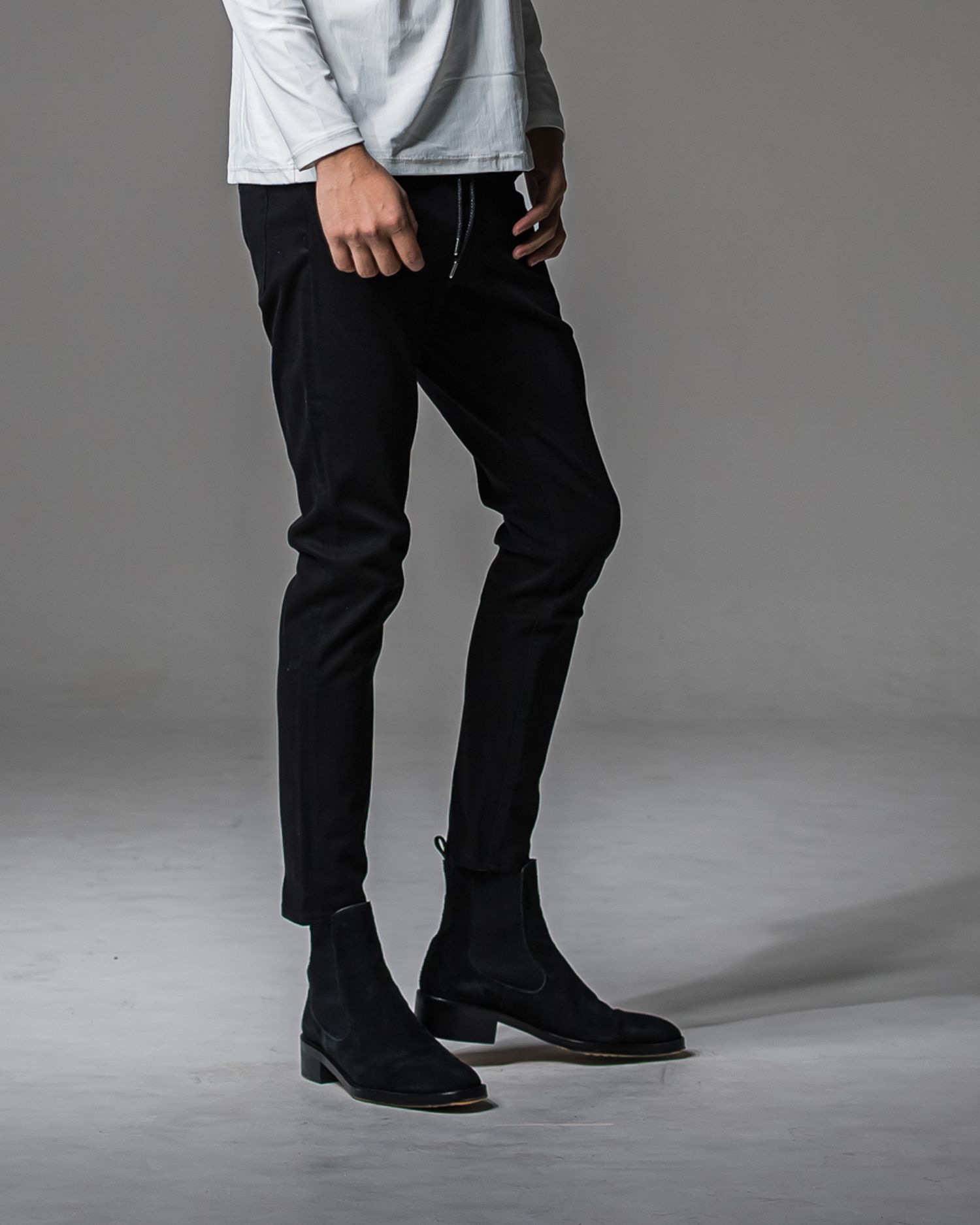 MICK DENIM JERSEY / BASIC-ST-020 / デニムジャージテーパードパンツ / ブラック (9月上旬入荷予定)
