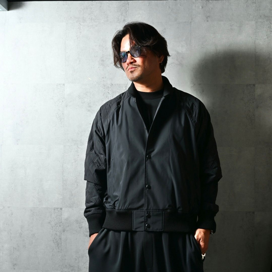 PB VARSITY JACKET / DP1-JK-001 / キルティングナイロンスタジャン / ブラック (2月中旬入荷予定)